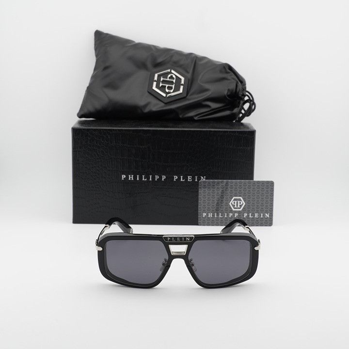 Philipp Plein Philipp Plein SPP008M 0700 Sunglasses Shiny Black Aviator Size ONE SIZE - 10 Thumbnail