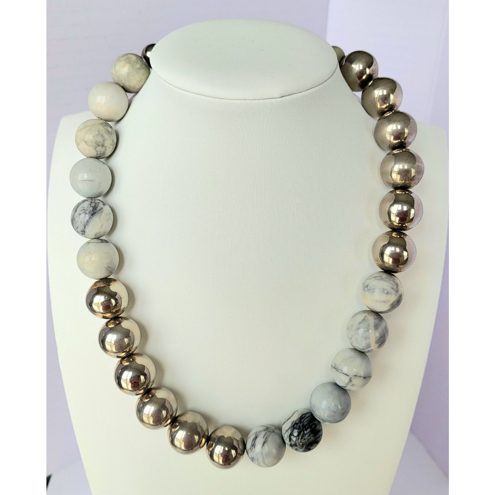 Other Silver and Crazy Lace Agate Beaded Necklace Healing Crystal Size ONE SIZE - 2 Thumbnail