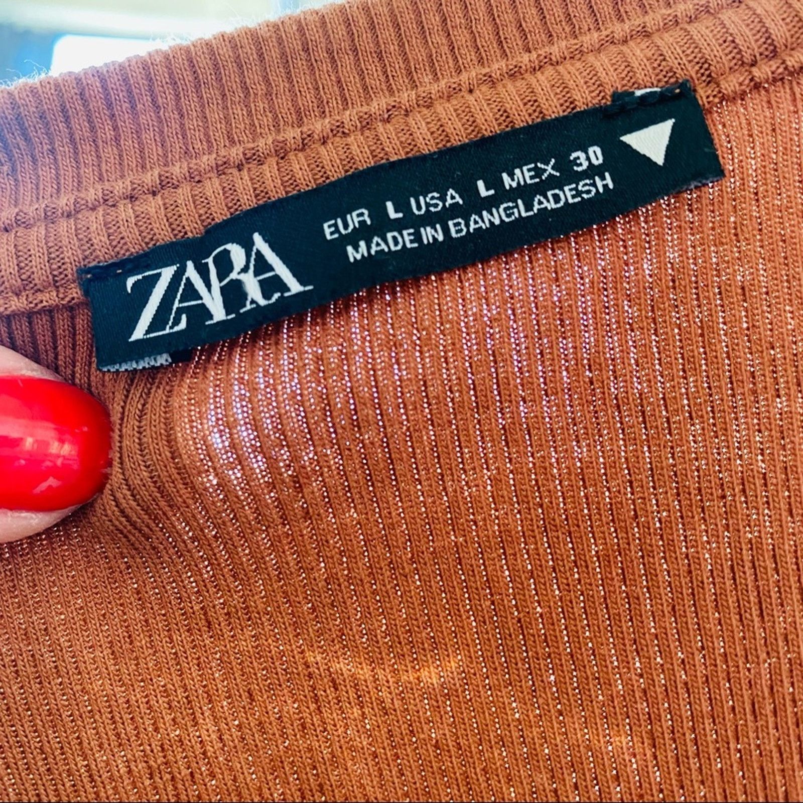 Zara ZARA Ruched Short Ribbed Tee Shirt Tie Mini Dress Rust Brown Size L / US 10 / IT 46 - 10 Thumbnail