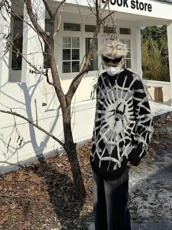 VIBE Spider Web Sweater Pullover y2k Size US L / EU 52-54 / 3 - 5 Thumbnail