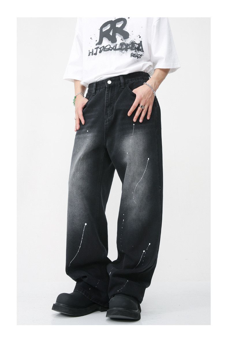 Japanese Brand Japanese retro loose straight spray-painted jeans Size US 34 / EU 50 - 3 Thumbnail