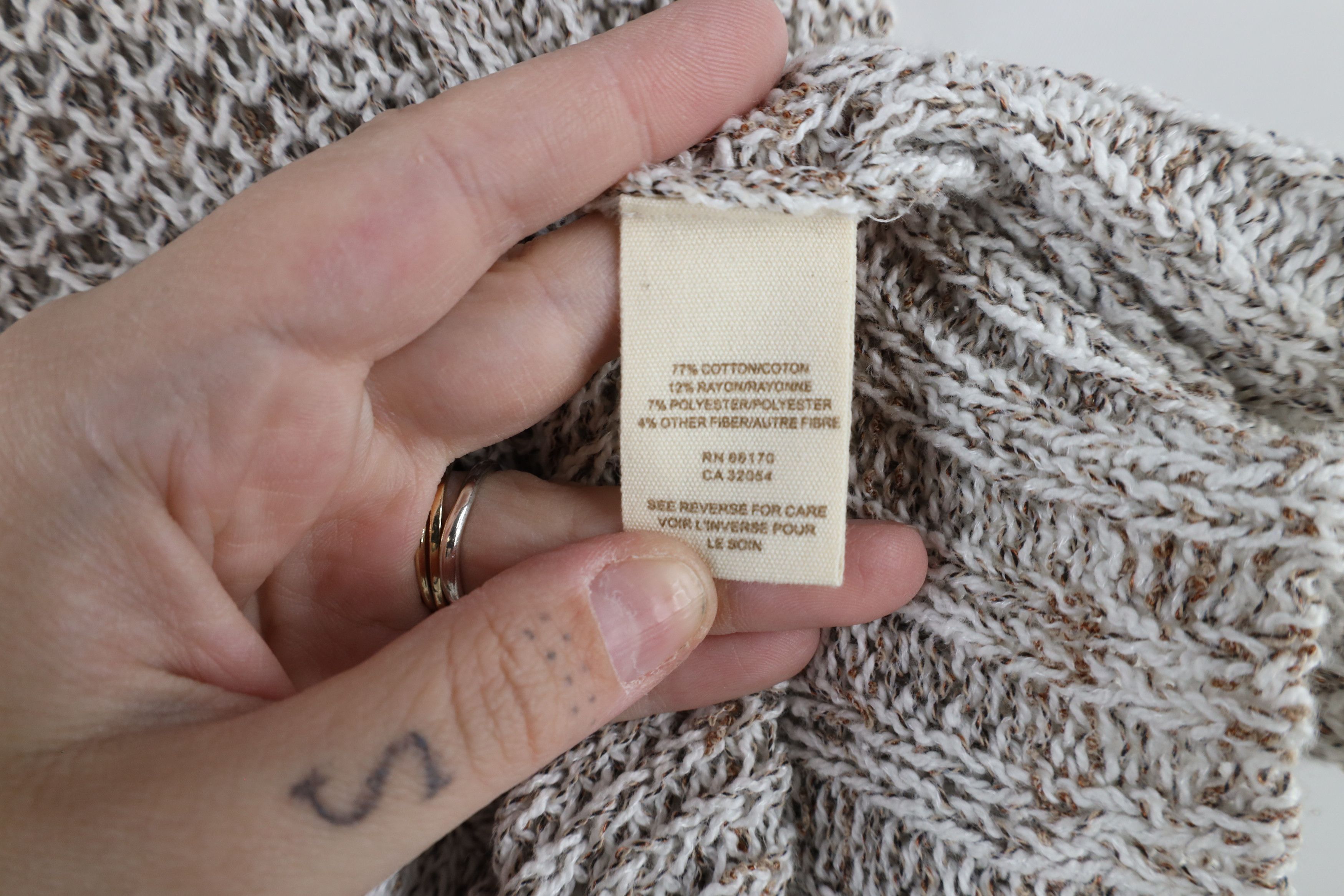Free People × Vintage Free People Lightweight Crochet Knit Henley Hoodie Beige Size M / US 6-8 / IT 42-44 - 7 Thumbnail