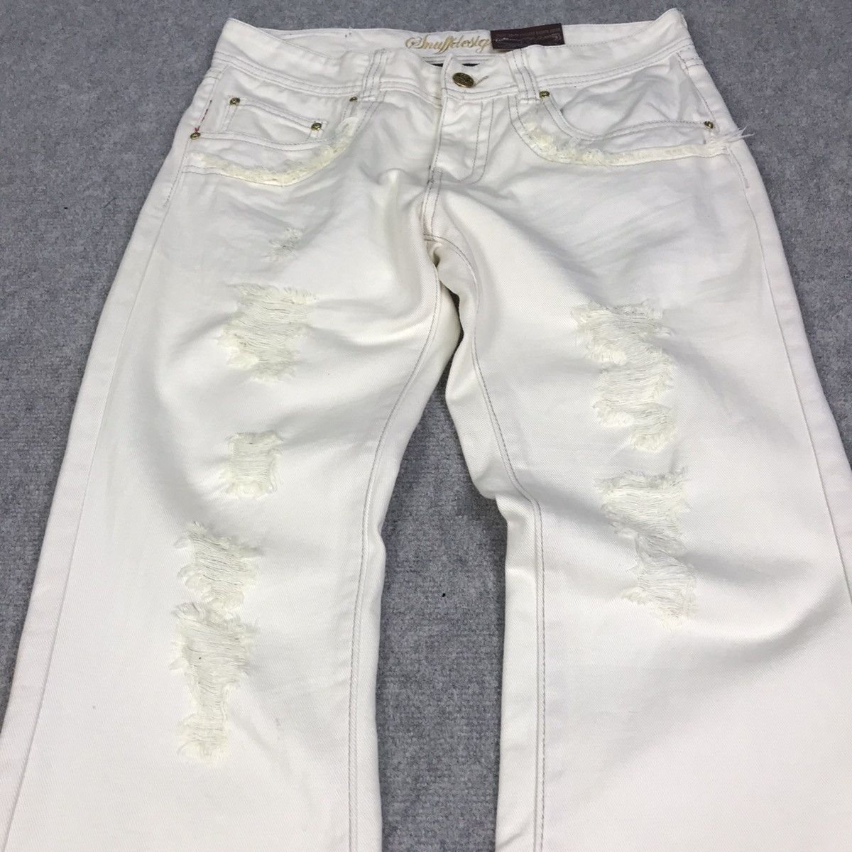 If Six Was Nine × Japanese Brand × Tornado Mart SNUFF DENIM JAPAN STYLE DISTRESSED BOOTCUT PANTS Size US 32 / EU 48 - 3 Thumbnail