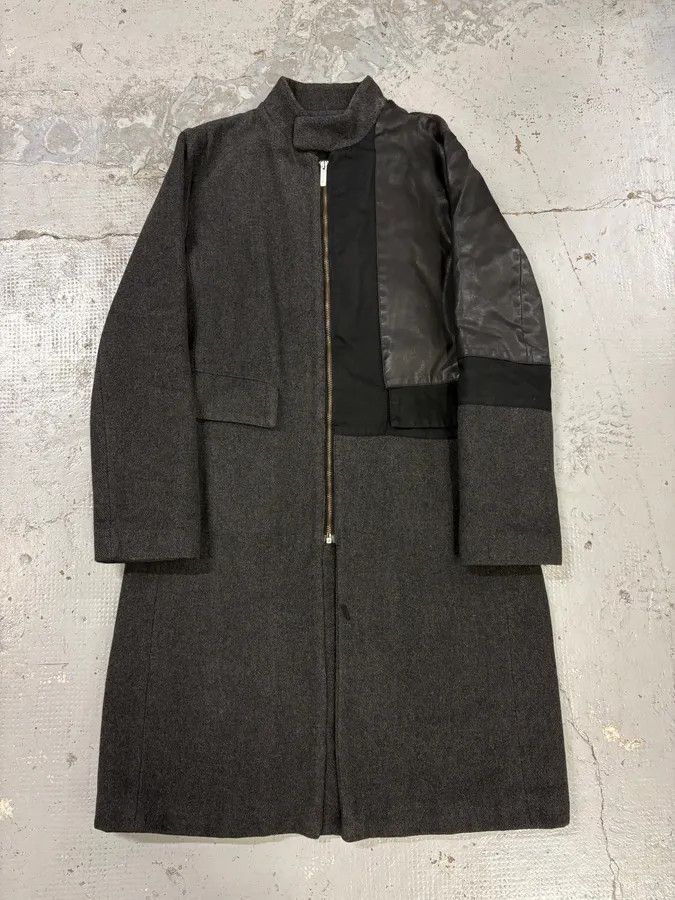 Dirk Bikkembergs 2000s Bikkembergs Dark Grey Hybrid Wool & Leather Coat Size US S / EU 44-46 / 1 - 1 Thumbnail