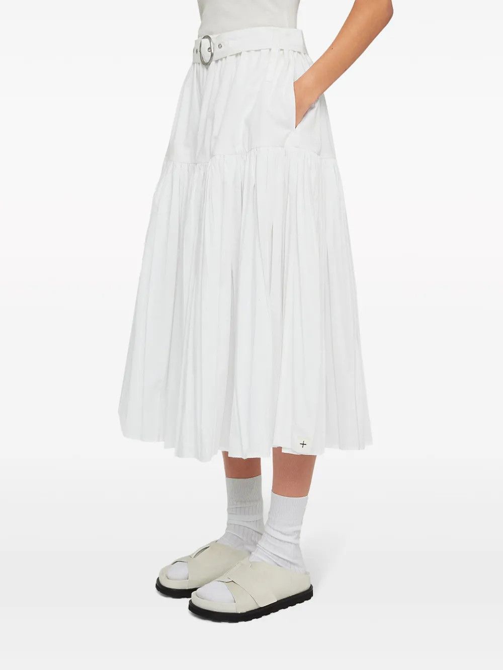 Jil Sander o1y1025 Midi Skirt in White Size 25" / US 0 / IT 36 - 3 Thumbnail
