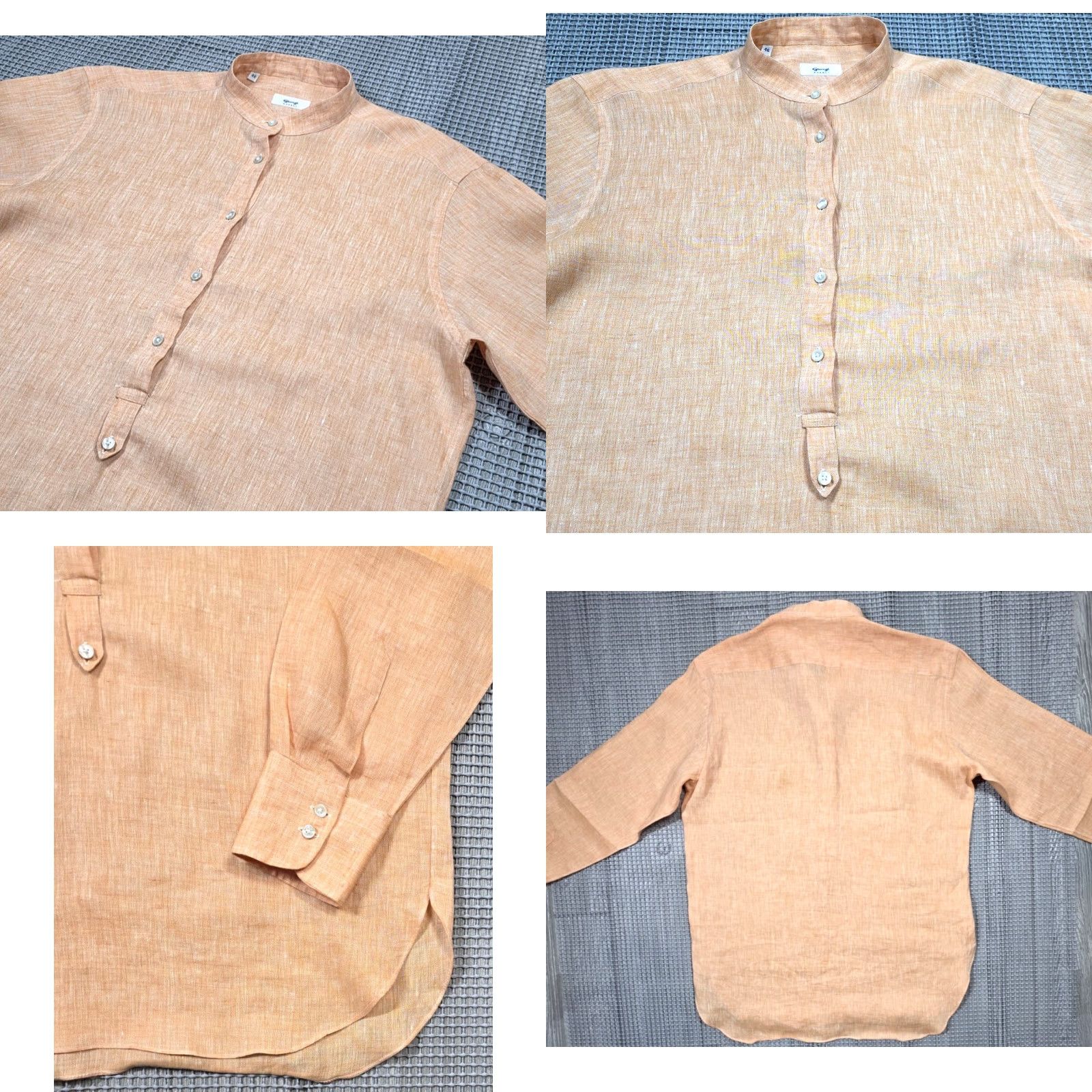 Vintage giangi napoli Top Women Button-Up Shirt Long Sleeve Linen Blouse Orange Band Collar 46 Italy Size L / US 10 / IT 46 - 8 Thumbnail