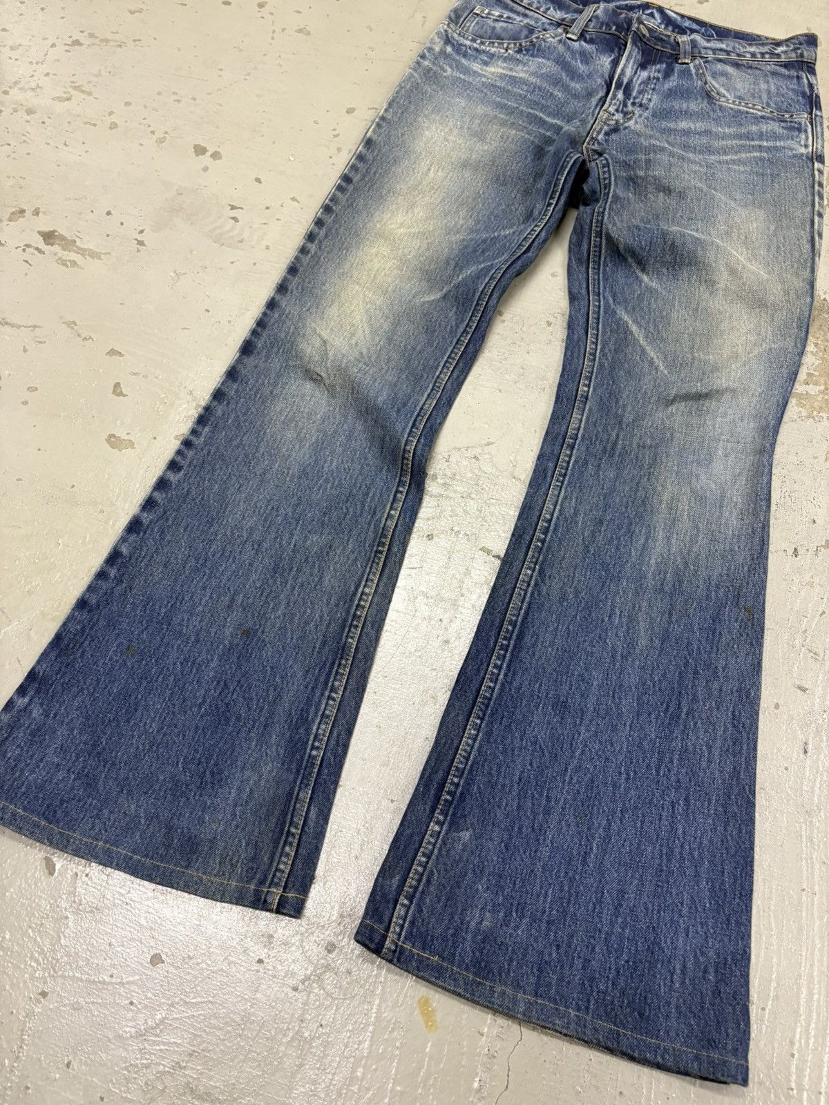 Tornado Mart Vintage Bell Bottom Blue Blue Japan Mud Wash Boro Rusty Size US 31 - 10 Thumbnail