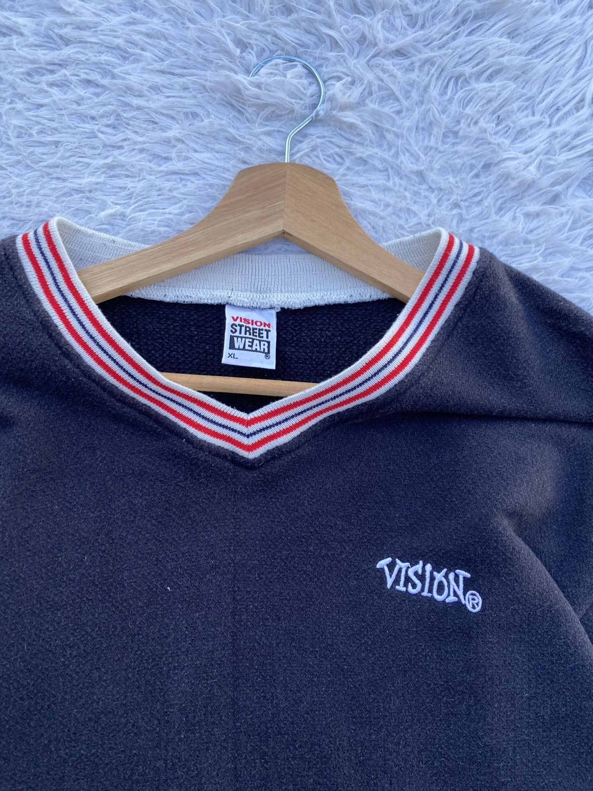 Vision Streetwear Rare Vintage 90s Vision Streetwear V Neck Sweatshirt Size US XL / EU 56 / 4 - 1 Thumbnail