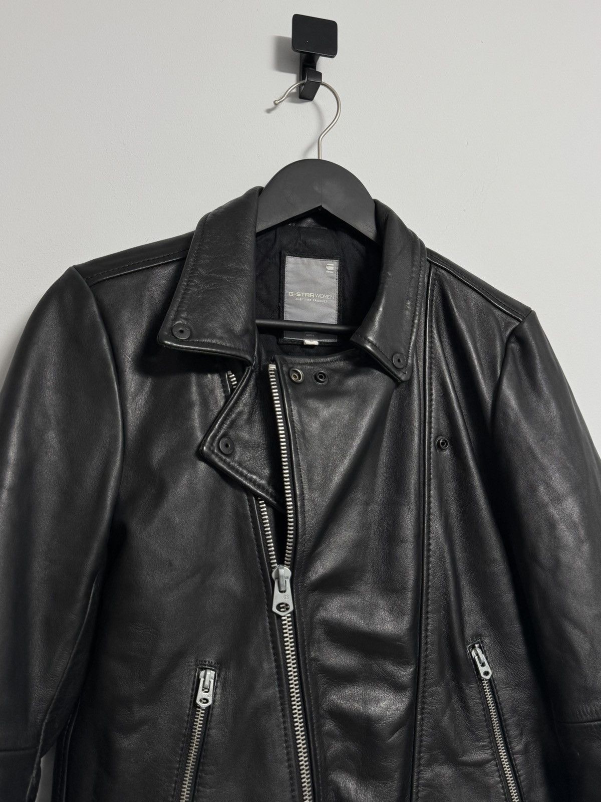 G-Star G Star Raw Leather Jacket Black Biker Motorcycle Size M / US 6-8 / IT 42-44 - 2 Thumbnail