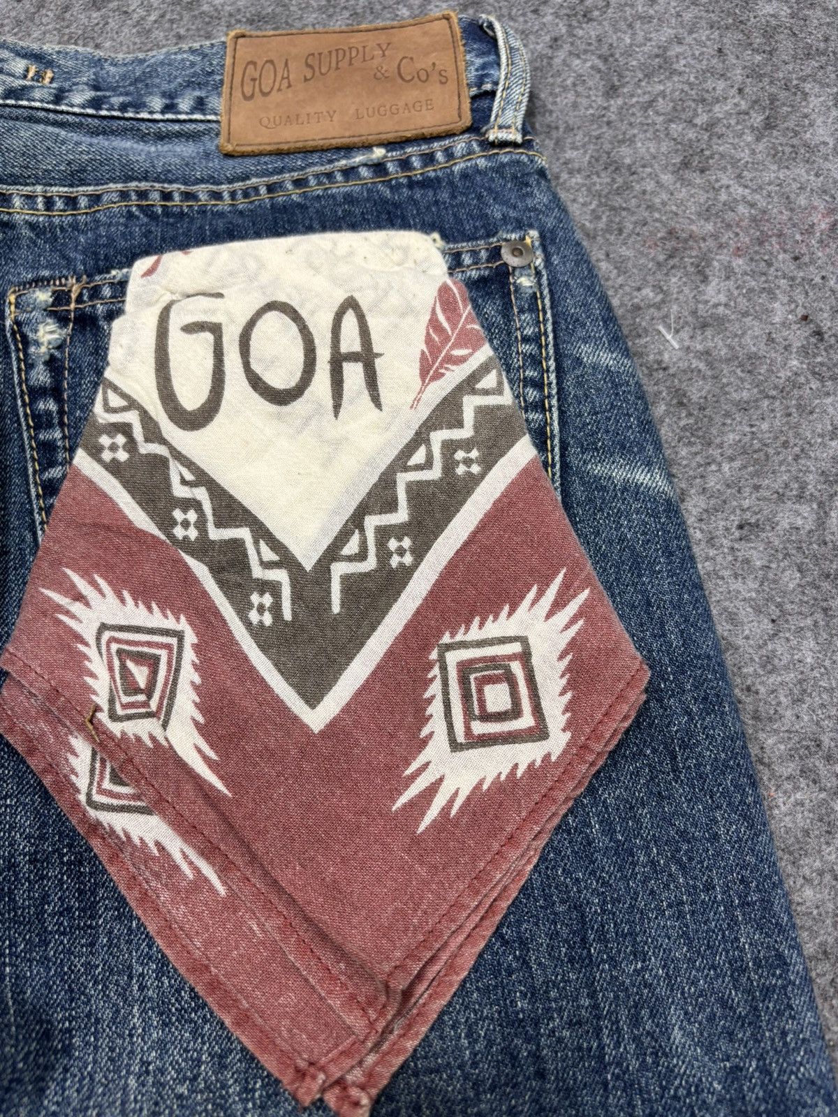 Japanese Brand 💥Insane💥GOA Japan Rare Sick Distressed Selvedge Denim F671 Size US 29 - 18 Thumbnail