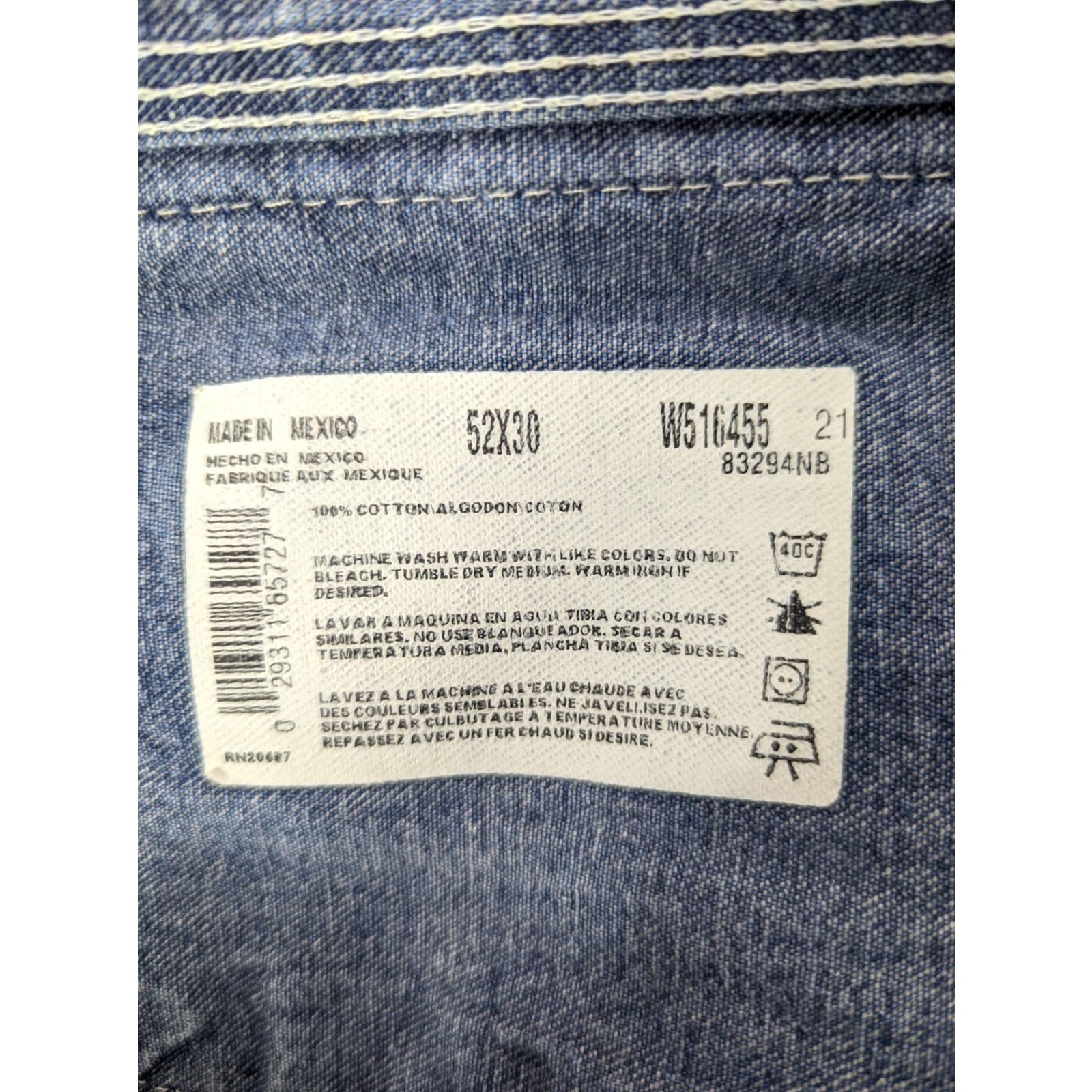 Dickies Dickies Mens 52x30 Denim Blue Carpenter Farm Work Trucker Bib Overalls Size US 36 / EU 52 - 4 Thumbnail