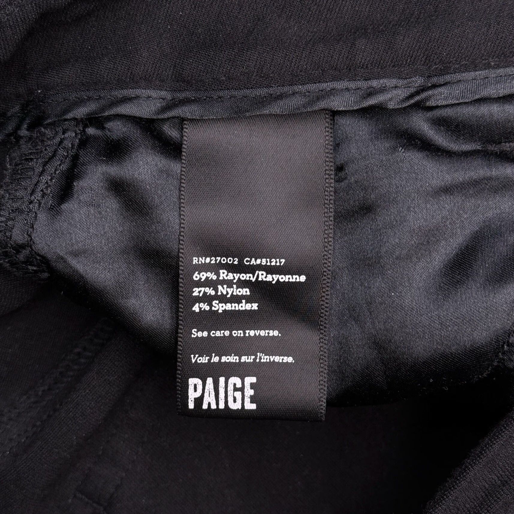 Paige Paige Leggings 23 Black Low Rise Stretch Jegging Slim Women 5-Pocket Dark Fabric Spandex Rayon Nylon Zip Button Inseam 29 in Vintage No Size 40" / US 18 - 5 Thumbnail