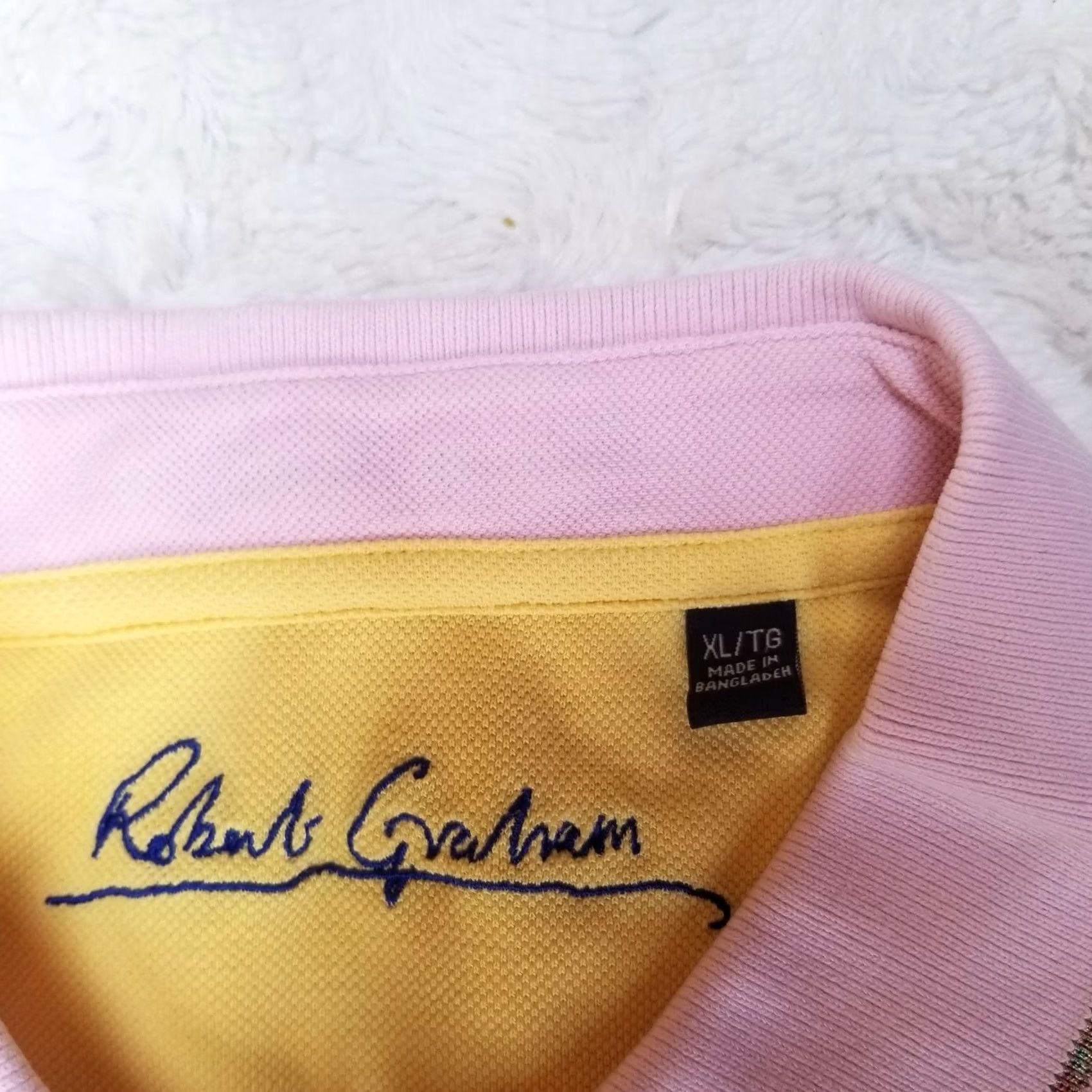 Robert Graham Roberts Graham Mens XL Classic Fit Short Sleeve Knit Polo Pink Cotton Shirt Size US XL / EU 56 / 4 - 5 Thumbnail