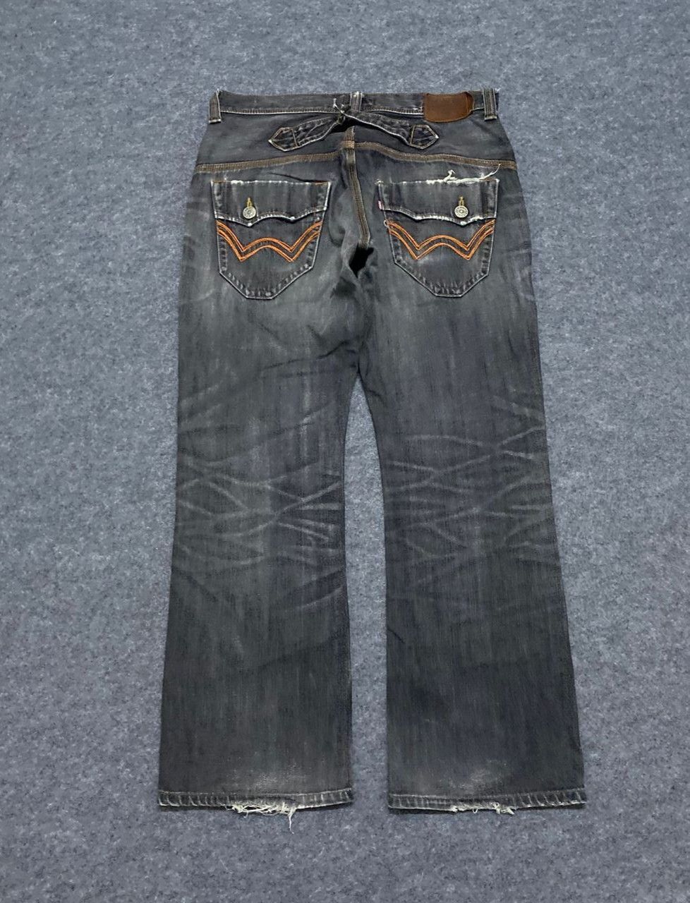 Edwin 💥Best Offer💥Vintage Edwin Buckle Back Distressed Denim Size US 35 - 2 Thumbnail