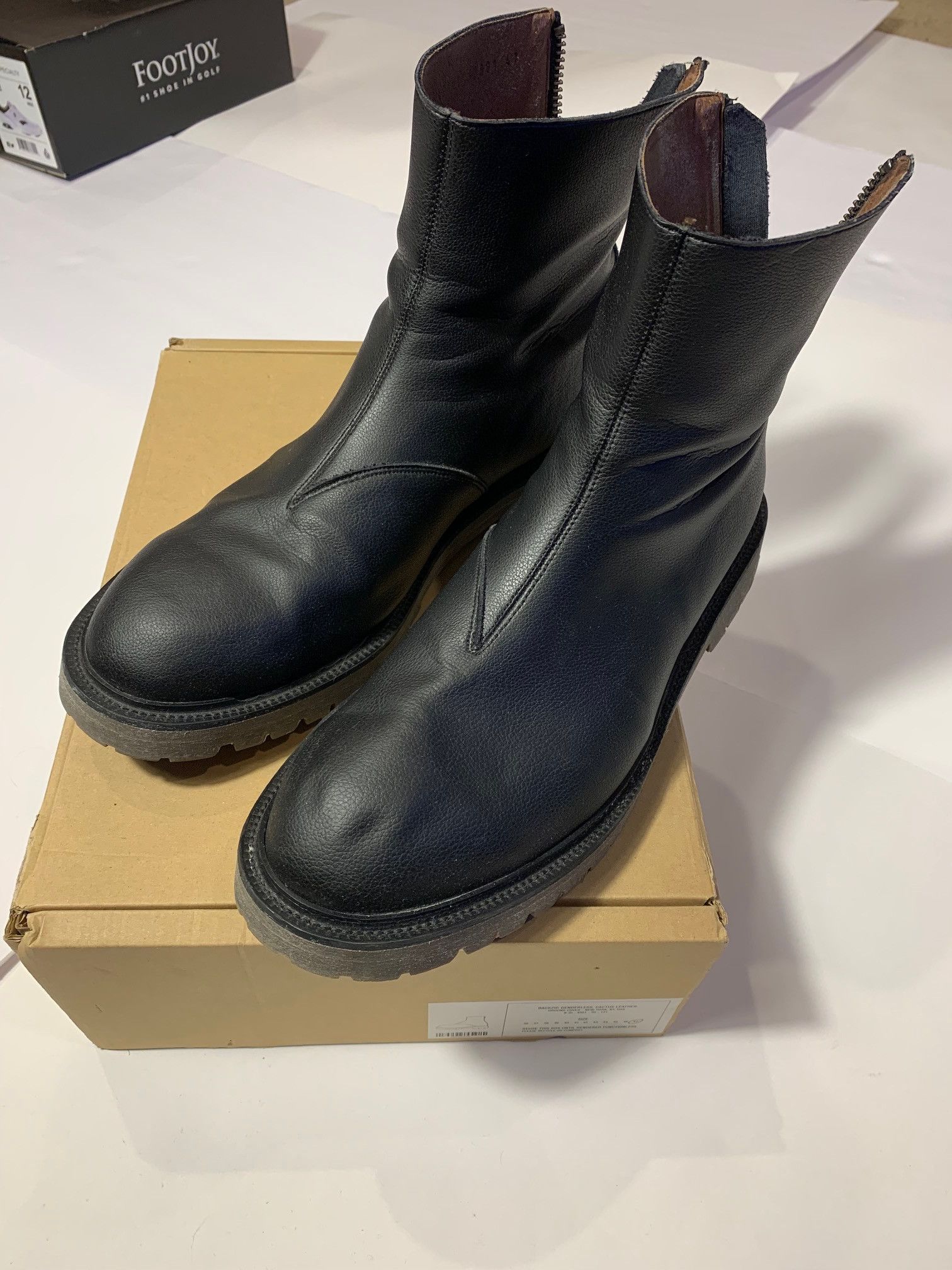 Ground Cover Back Zip Boots Cactus Leather Vegan Artisanal Size US 14 / EU 47 - 1 Thumbnail