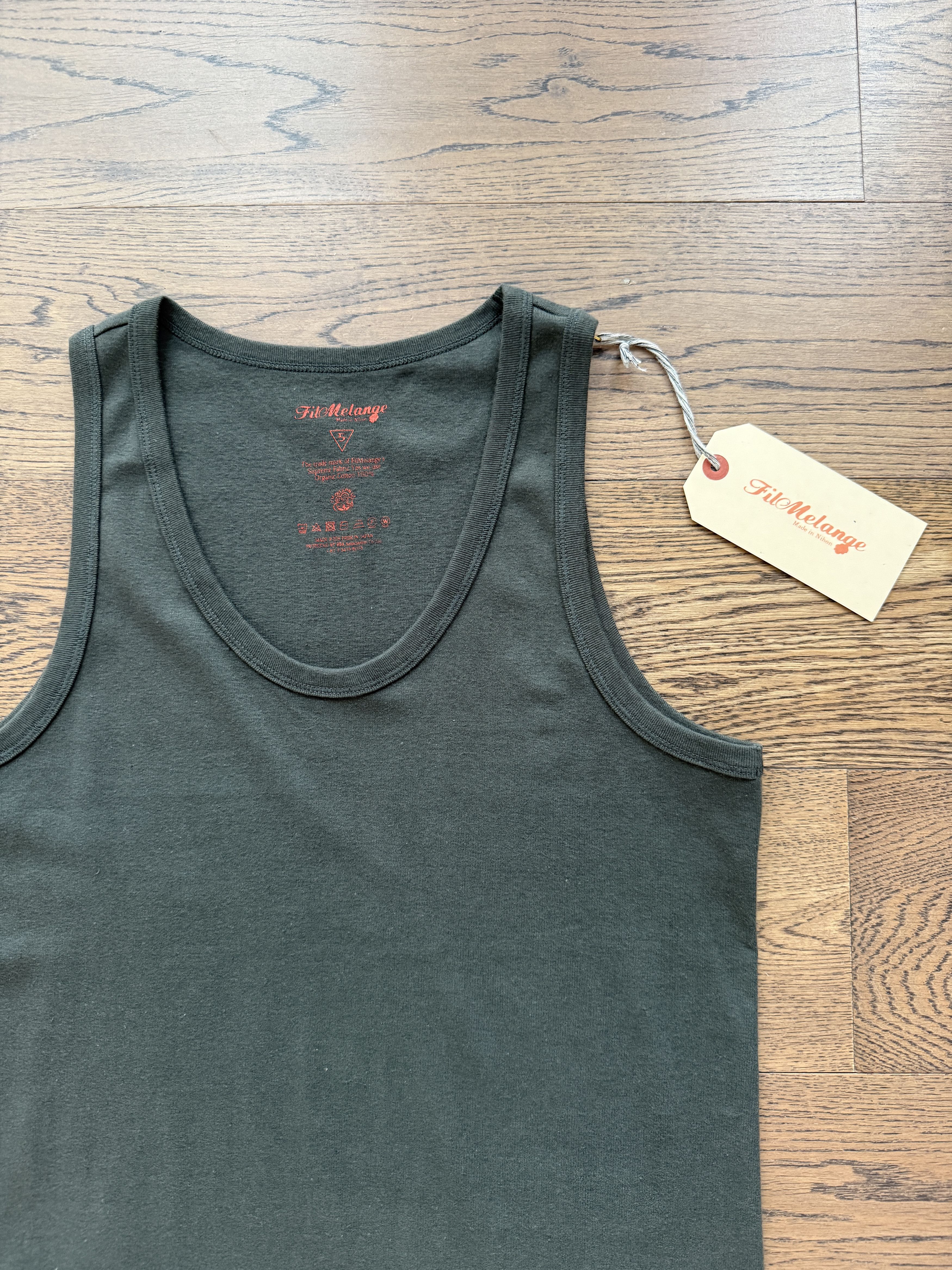 FilMelange FilMelange Japan Mens Military Green Cotton Mens Tank Top L Size US L / EU 52-54 / 3 - 3 Thumbnail
