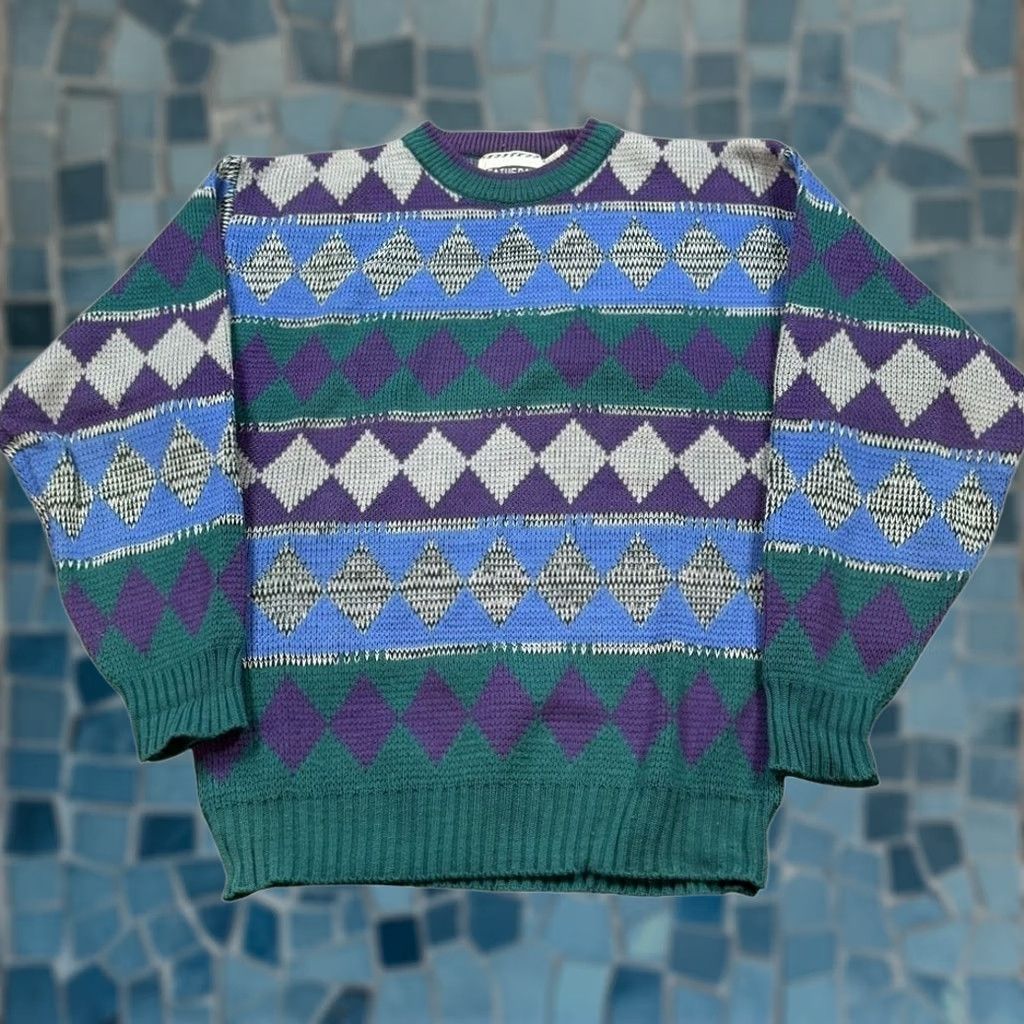 Vintage VINTAGE Knit Sweater Men’s Large Argyle Coogi Style Acrylic Retro Pullover Size US L / EU 52-54 / 3 - 1 Thumbnail