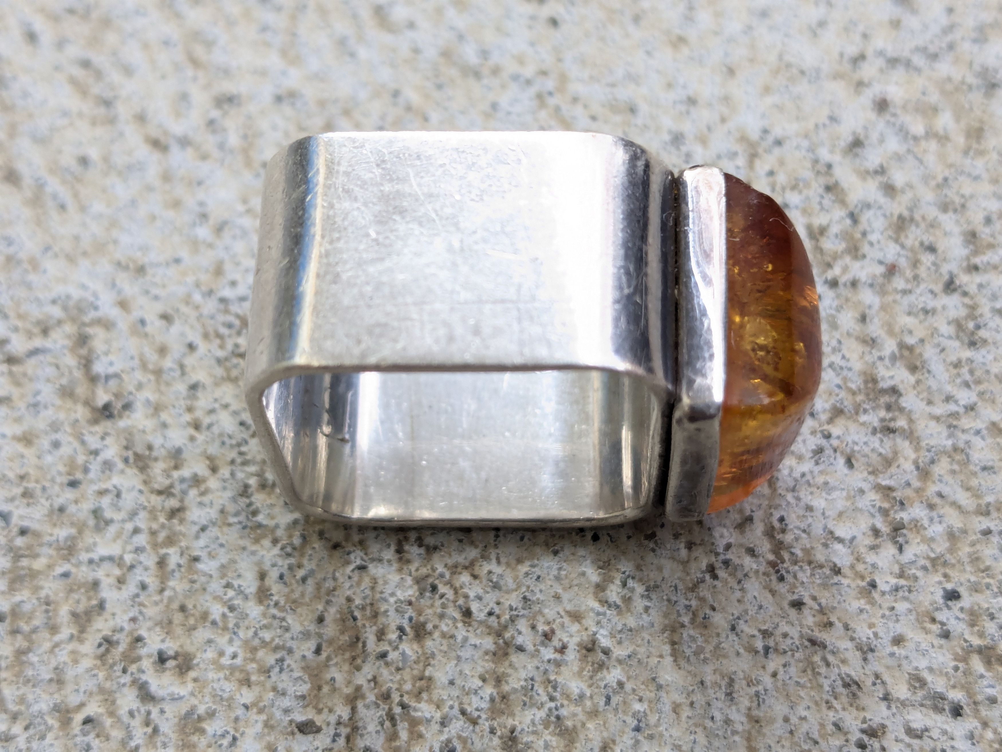 Vintage Vintage Sterling Silver Ring Size 9 Amber .925 Modern Size ONE SIZE - 6 Thumbnail