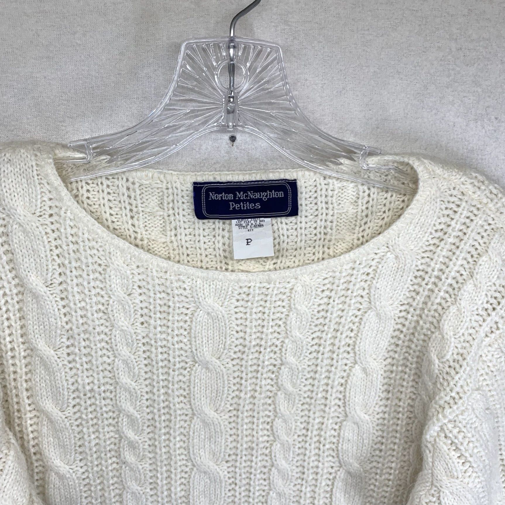 Vintage VINTAGE Norton McNaughton Women’s Sweater Cable Knit Pullover S White Casual 80s 90s USA Size S / US 4 / IT 40 - 4 Thumbnail