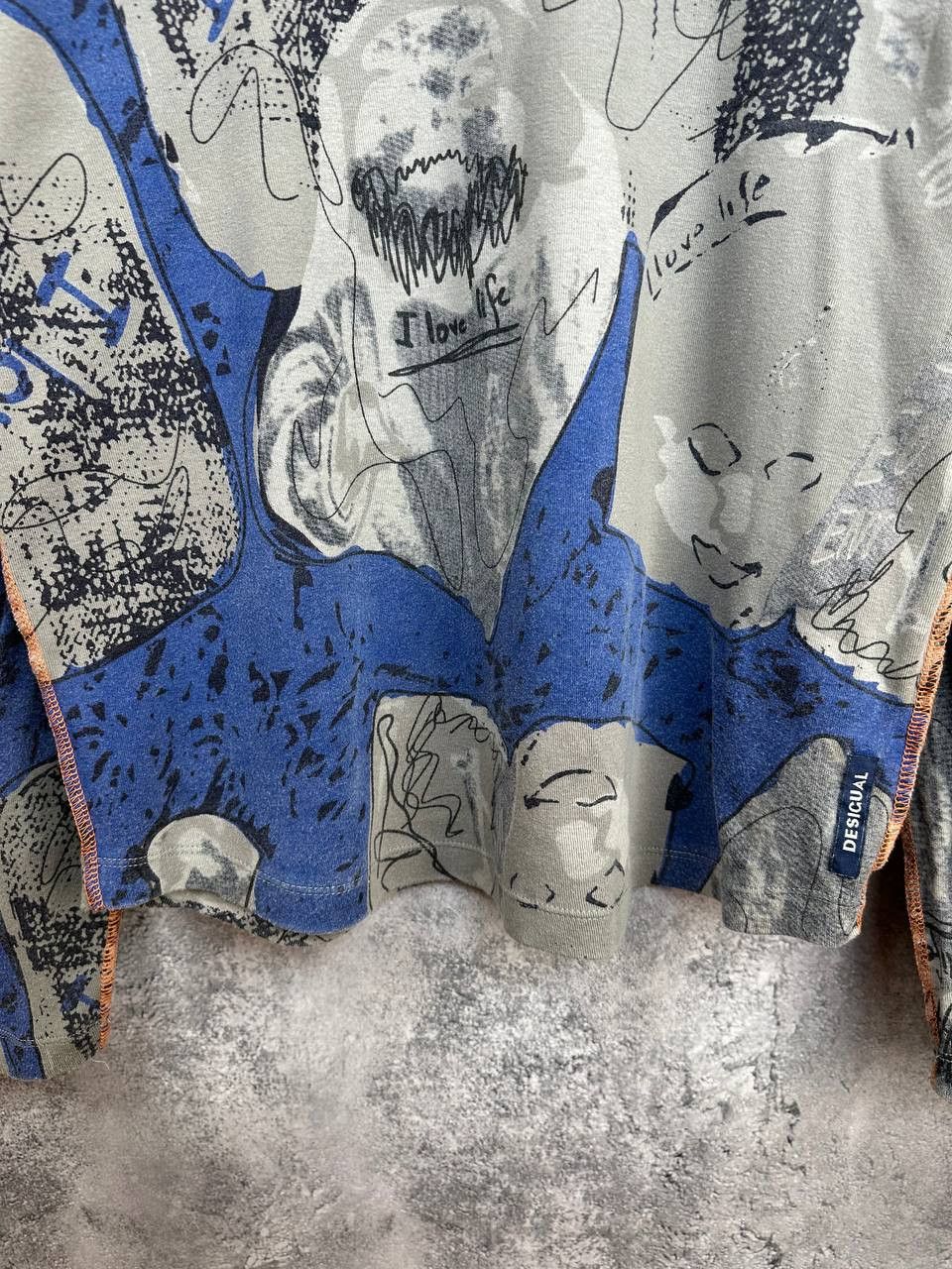 Desigual Desigual Y2K Abstract Graffiti Print LS Top Exposed Orange Size L / US 10 / IT 46 - 7 Thumbnail