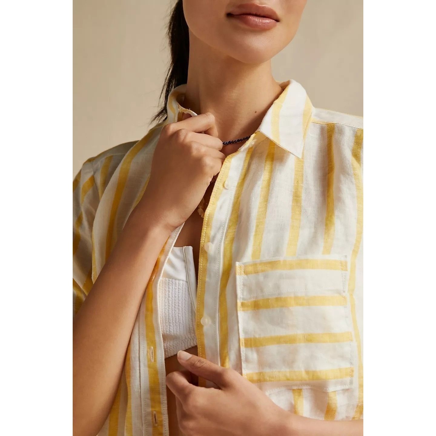 Anthropologie Maeve Striped Button Down Beach Cover-Up Top Size XS / US 0-2 / IT 36-38 - 3 Thumbnail
