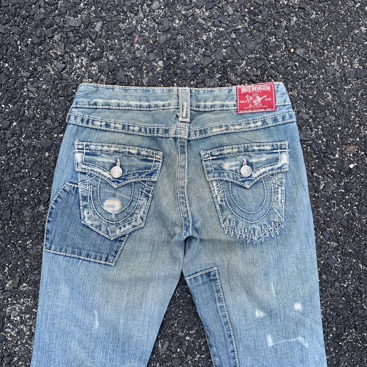 Vintage 💥 STEALS 💥 True Religion Jeans Patch Row Flare Denim Pants Size US 26 / EU 42 - 10 Thumbnail