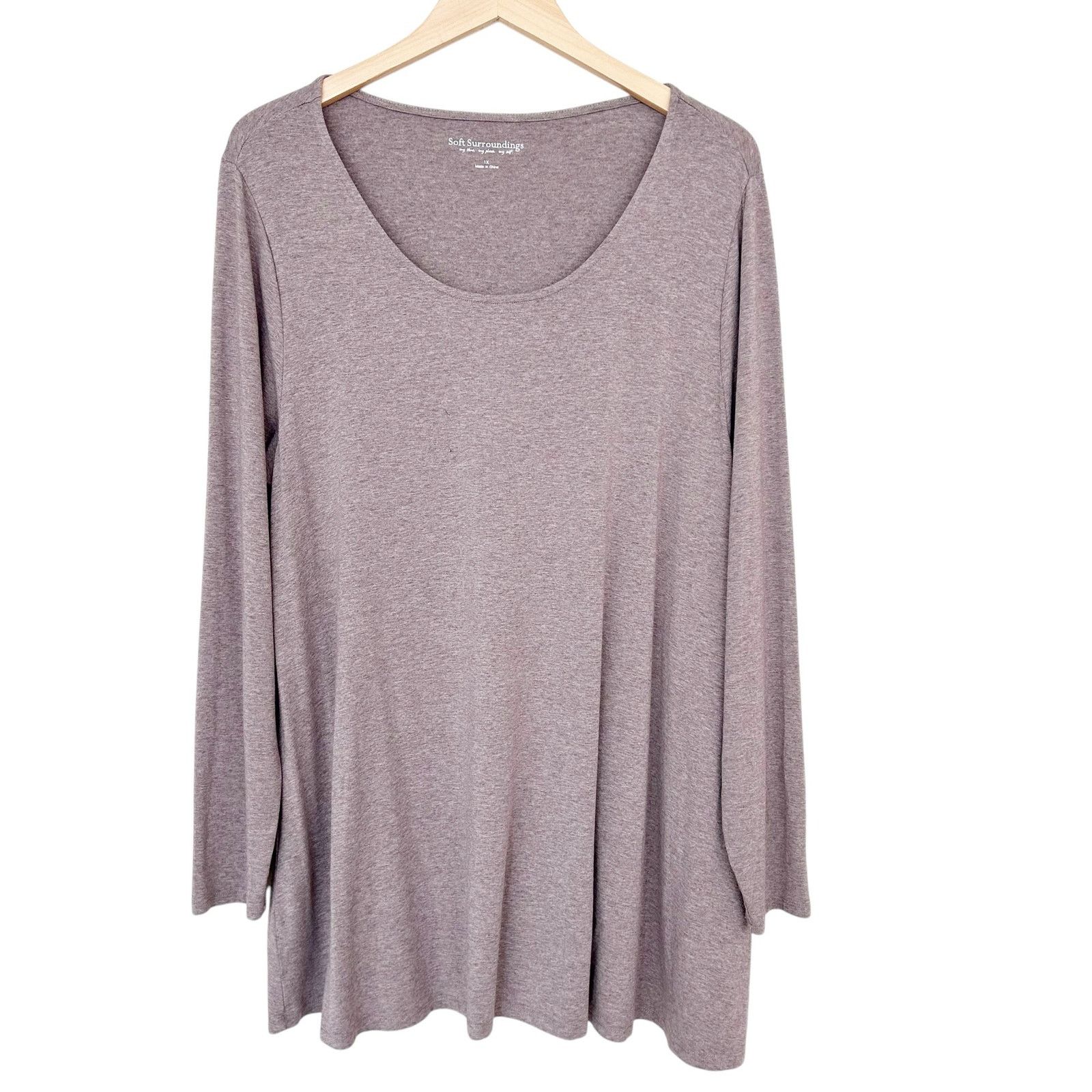 Other Soft Surroundings Tan Long Sleeve Tunic Sz 1X Size XL / US 12-14 / IT 48-50 - 1 Thumbnail