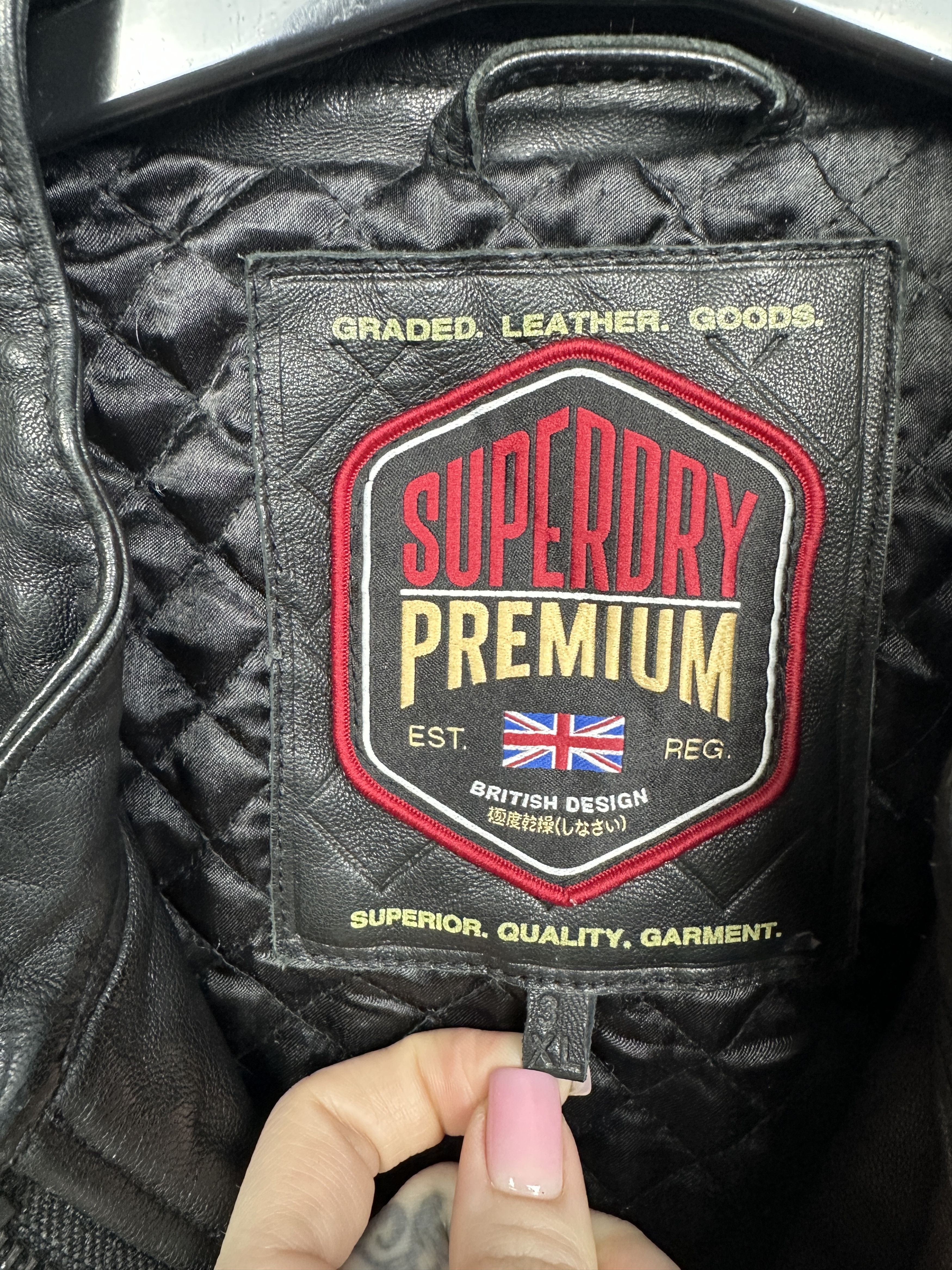 Superdry Superdry Mens Premium Leather Biker Jacket Size US XL / EU 56 / 4 - 4 Thumbnail