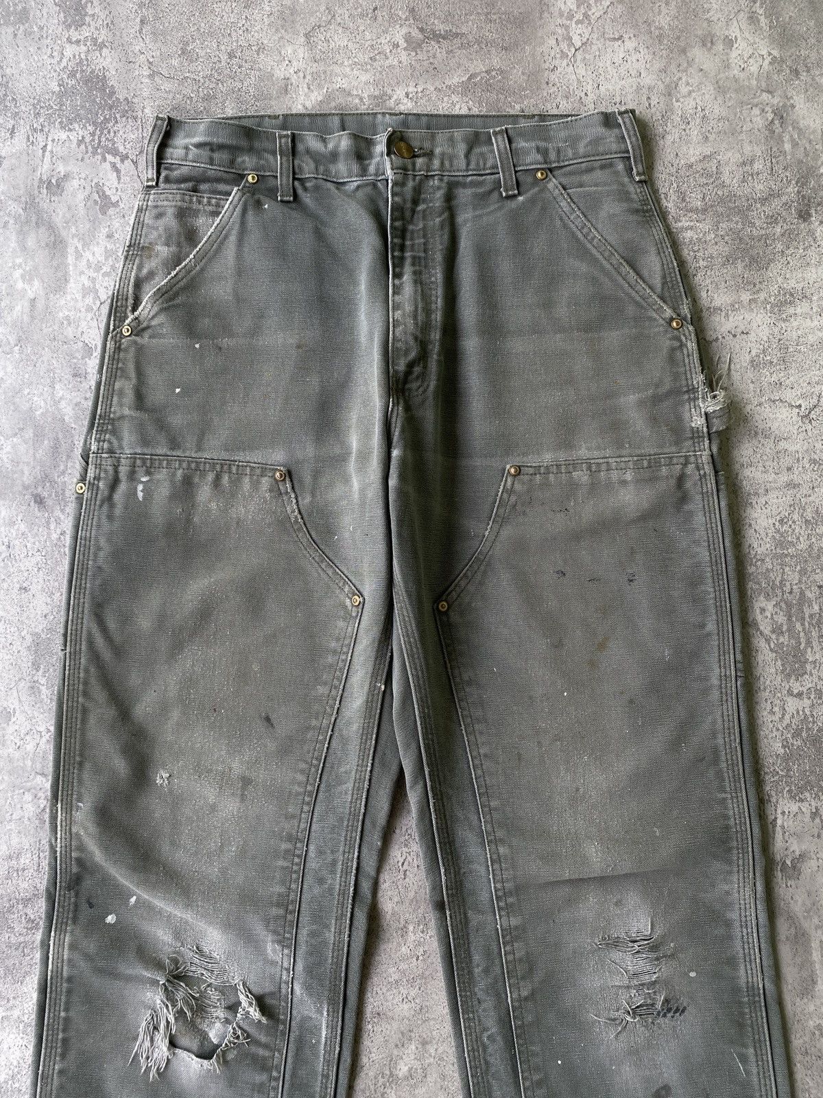 Carhartt Distressed Faded Vintage Carhartt Double Knee B01 Moss Green Size US 32 / EU 48 - 3 Thumbnail