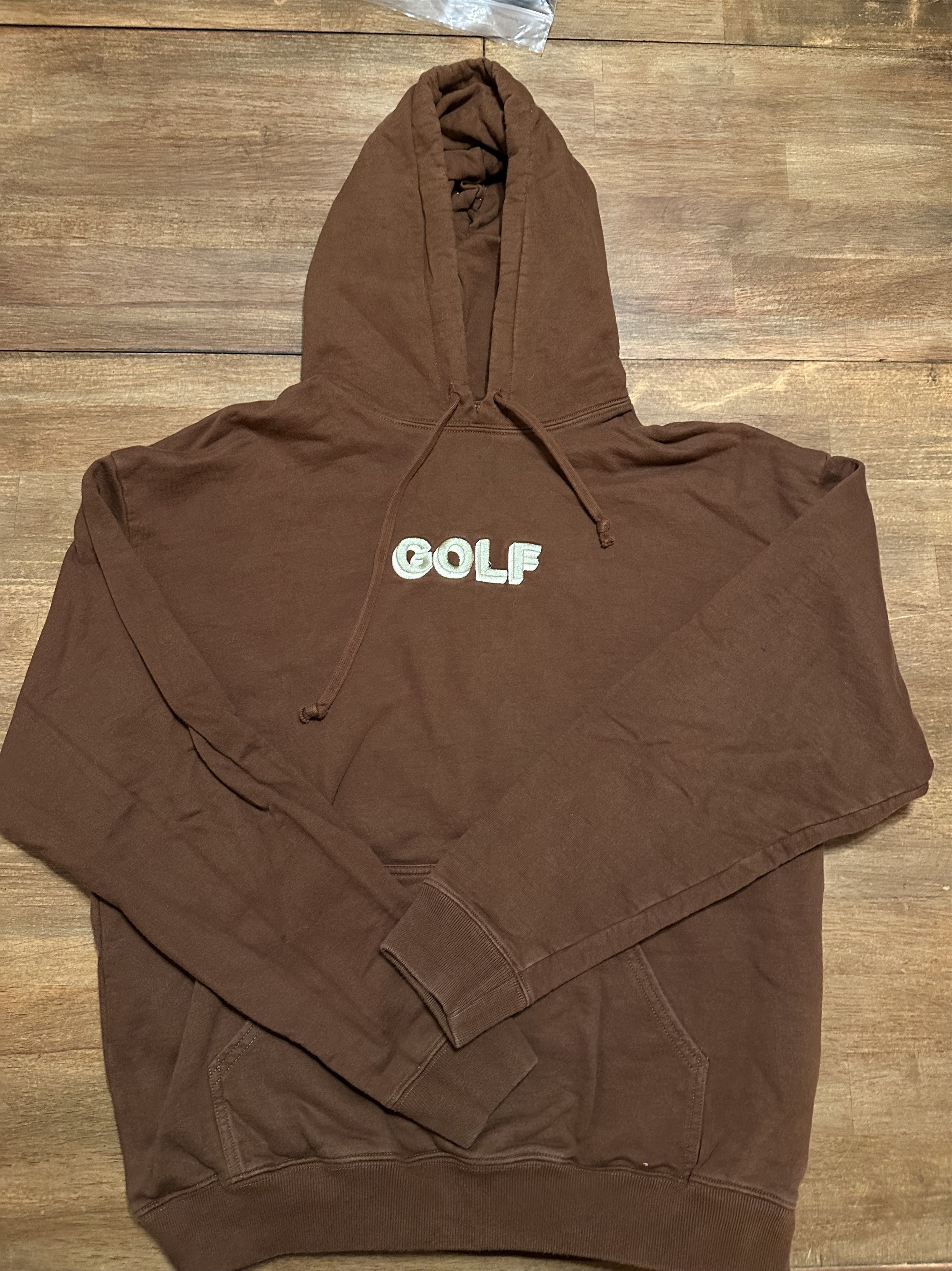 Hoodie with Pale Green Logo - Brown Medium