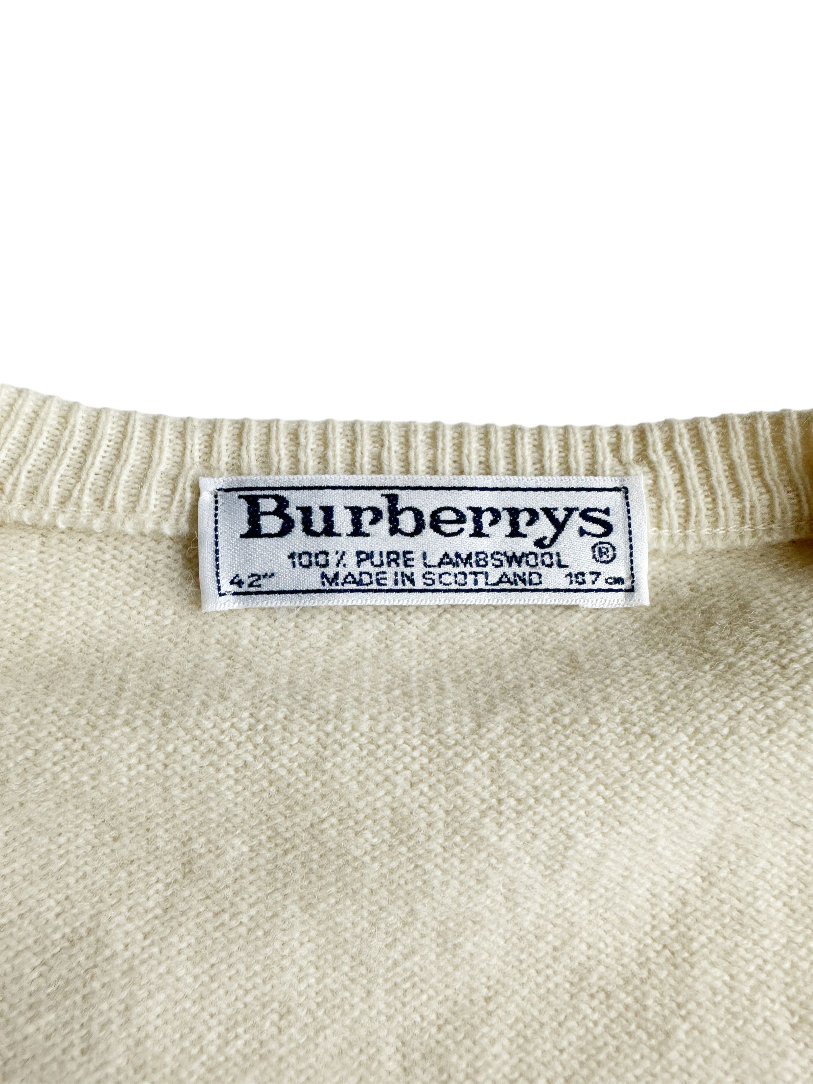 Burberry Vintage Burberrys Wool Beige Sweater Knit Vest Beige (L) Size US L / EU 52-54 / 3 - 2 Thumbnail