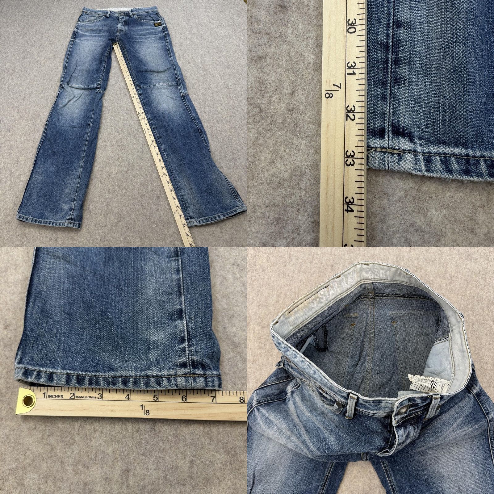 Vintage G-Star RAW Jeans Mens 32x34 Blue Medium Wash 3301 Distressed Denim Button Fly Tapered Relaxed 32 Inseam Jeans Men Blue 3301 Size US 32 / EU 48 - 9 Thumbnail