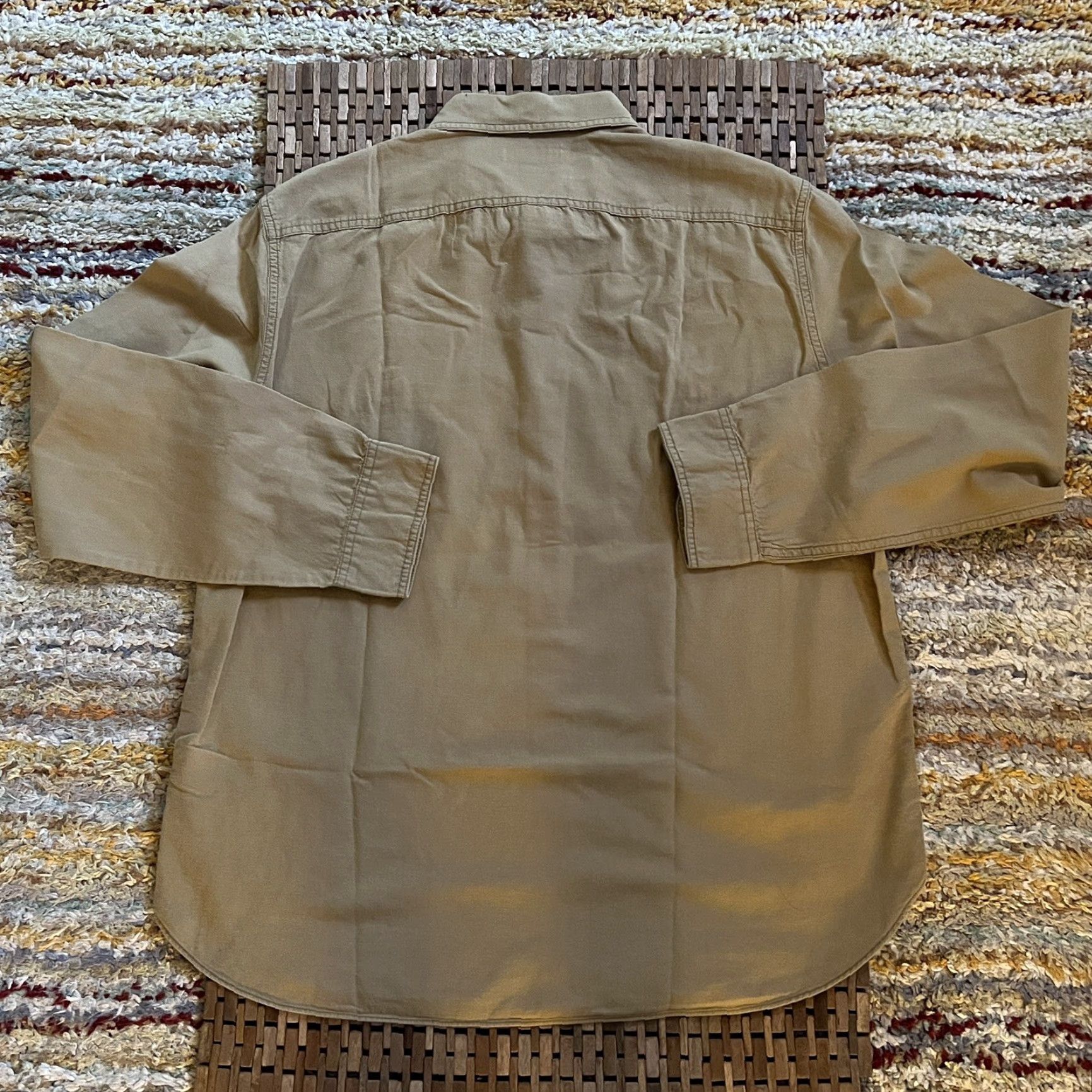 Wallace & Barnes J.Crew Large L Tan Brown Button Down Shirt Two Pocket Military Jacket Mens