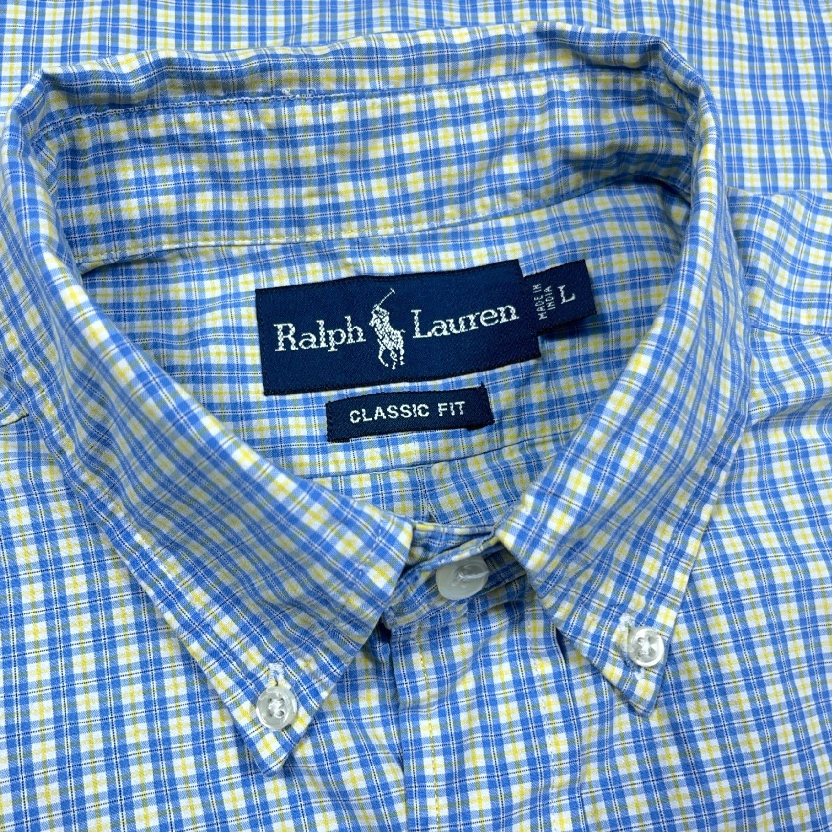 Ralph Lauren Ralph Lauren Shirt Men Large Plaid Button-Up Classic Fit Blue Yellow Camp Poplin Fade? Size US L / EU 52-54 / 3 - 4 Thumbnail