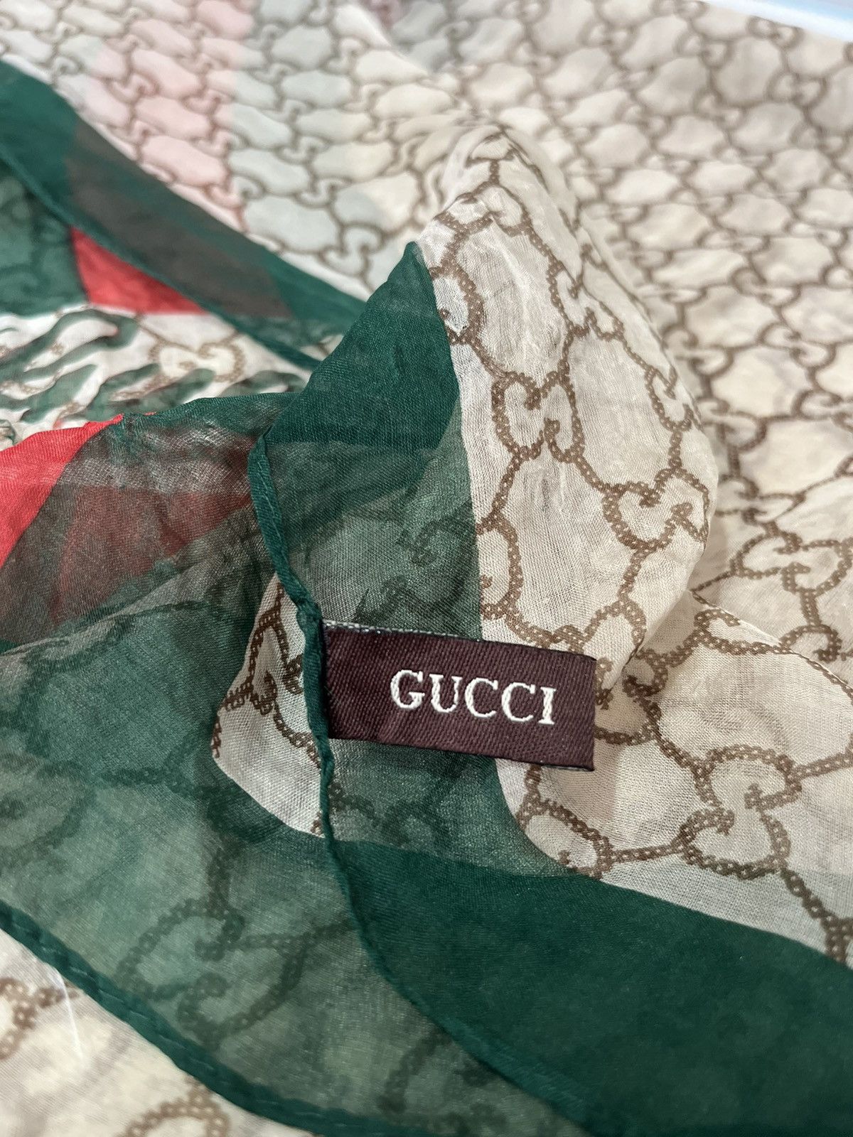 Gucci Authentic GUCCI Full Monogram 100% Silk Scarf 64x25 inchies Size ONE SIZE - 8 Thumbnail
