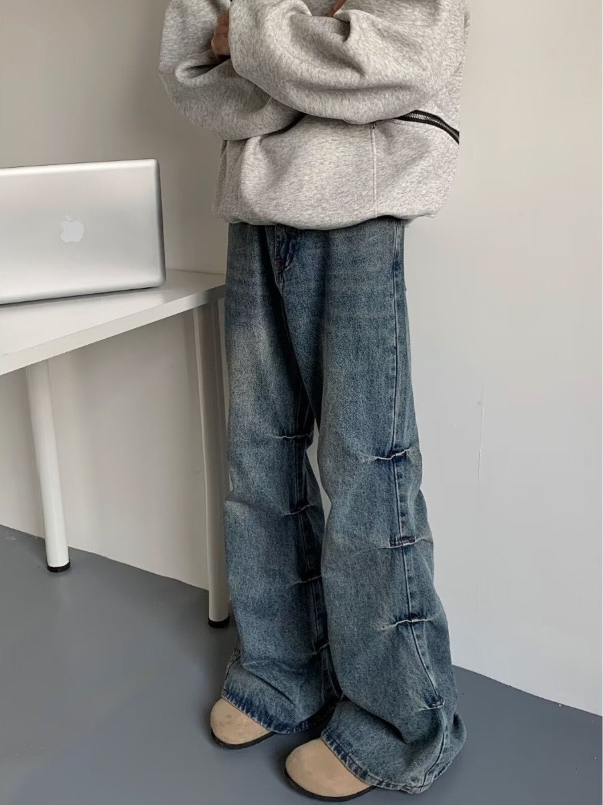 Japanese Brand Men's American hip-hop washed distressed retro jeans Size US 32 / EU 48 - 2 Thumbnail