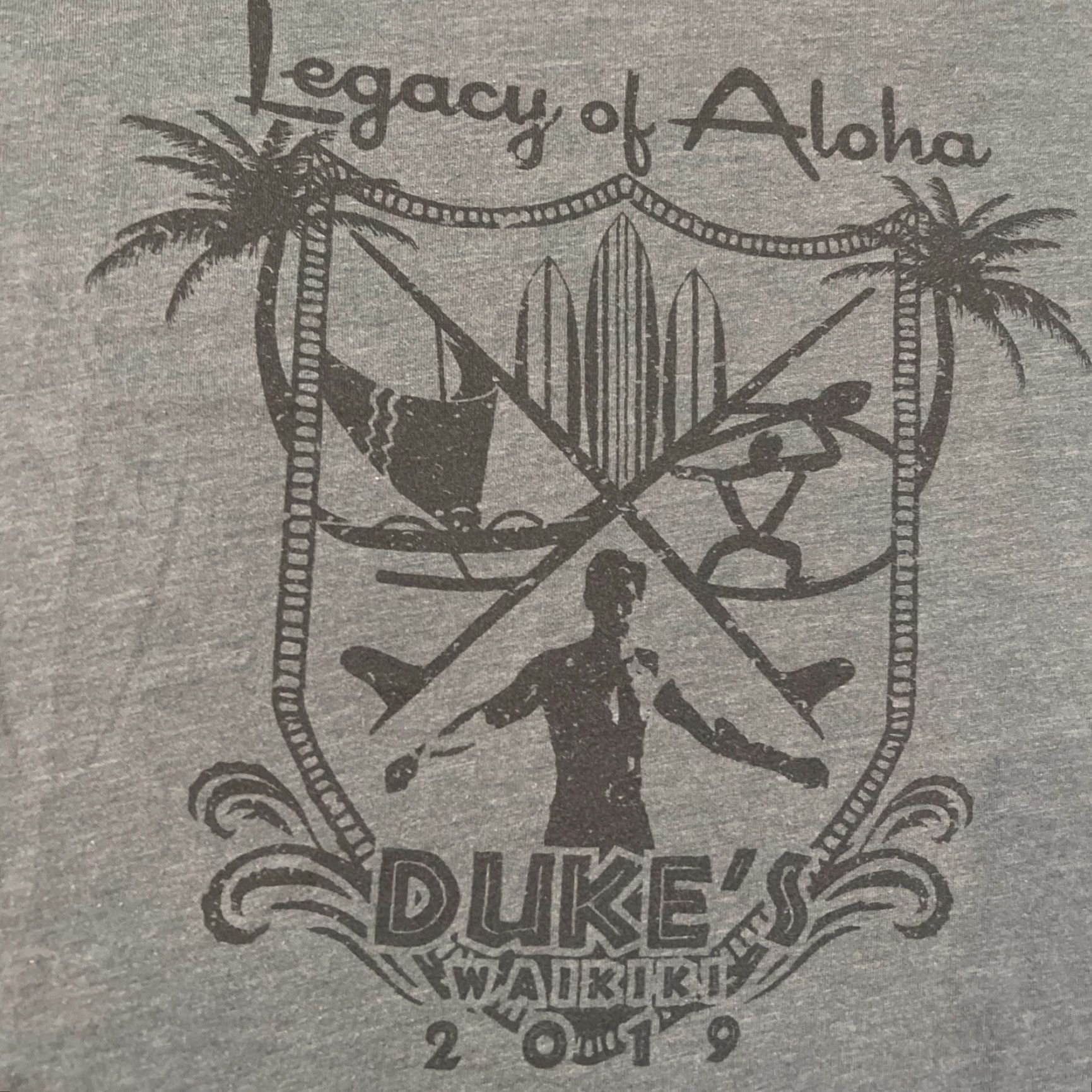 Next Level Duke Kahanamoku Duke’s Waikiki Surfer Tee Shirt M Gray NWD Surfer Beach Graphic Print 2019 Next Level Mens Regular Short Sleeve Size US M / EU 48-50 / 2 - 2 Thumbnail