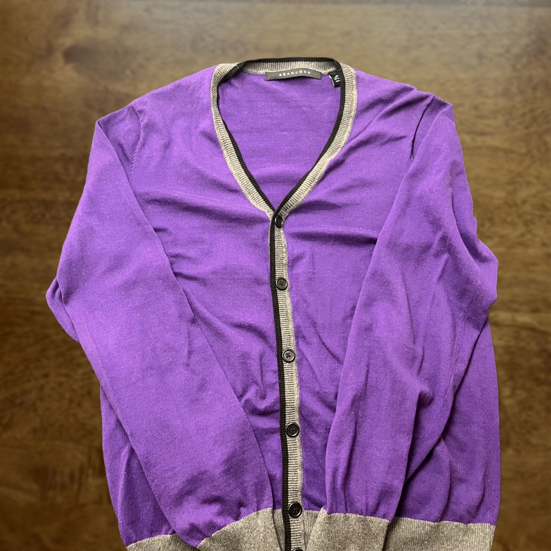 Sean John Sean John Sweater Mens 2XL Purple V Neck Cardigan Button Front Pockets Size US XXL / EU 58 / 5 - 1 Thumbnail