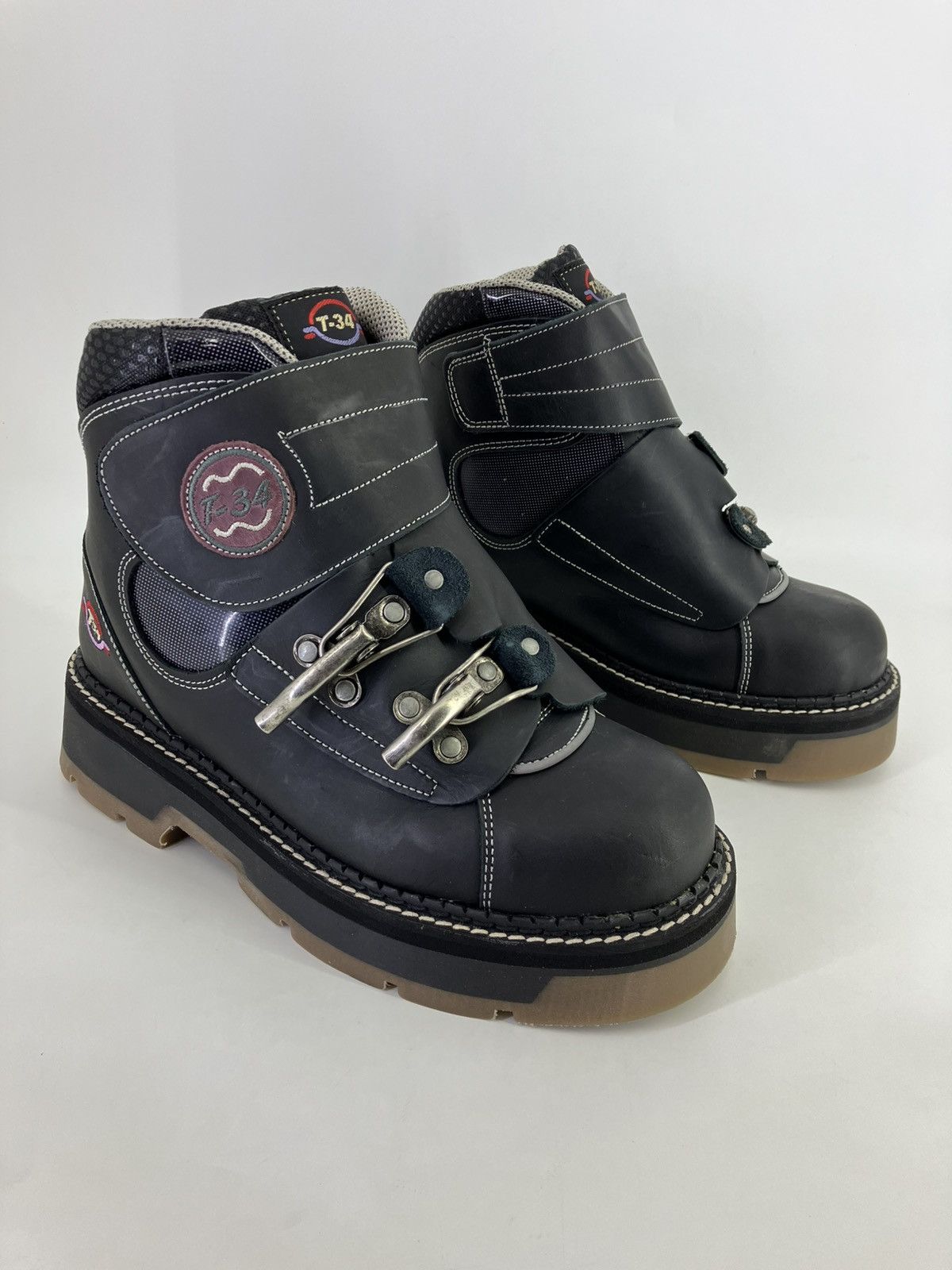 Vintage T34Nifty genuine leather chunky platform boots 90s00s Size US 11 / EU 44 - 1 Thumbnail
