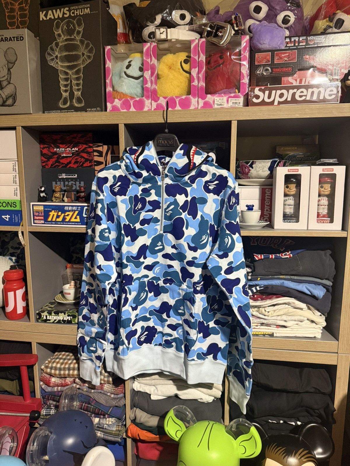 Bape Bape Baby Blue Shark Quarterzip Hoodie Size US L / EU 52-54 / 3 - 1 Thumbnail