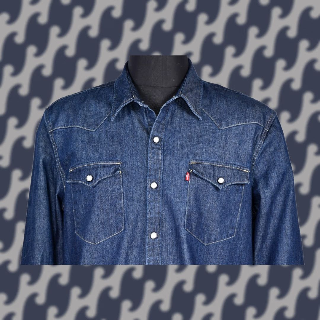 Levi's Levi's Barstow Shirt Denim Men's 2XL Barstow Shirt Denim Casual Western Snap Button-Up Pockets Blue Cotton Denim Shirt 2XL Mens Mens Size US XXL / EU 58 / 5 - 1 Thumbnail