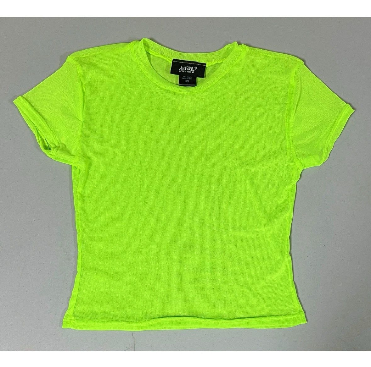 PRINCESS POLLY Just Polly Lime Green Neon Mesh Tee T-Shirt Crop Top XS 💚 Size XS / US 0-2 / IT 36-38 - 2 Thumbnail