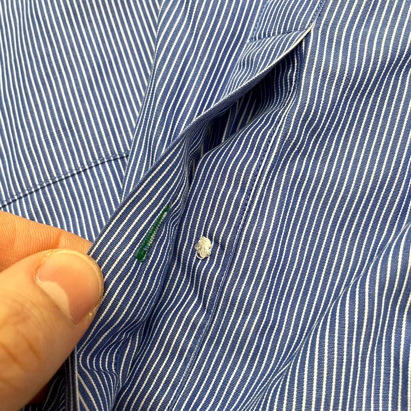 Tommy Hilfiger Tommy Hilfiger Dress Shirt Mens XXL Blue Pinstripe Cotton Button-Down 17 32-33/Long Sleeve, Regular Fit, Classic Workwear Size 46R - 6 Thumbnail