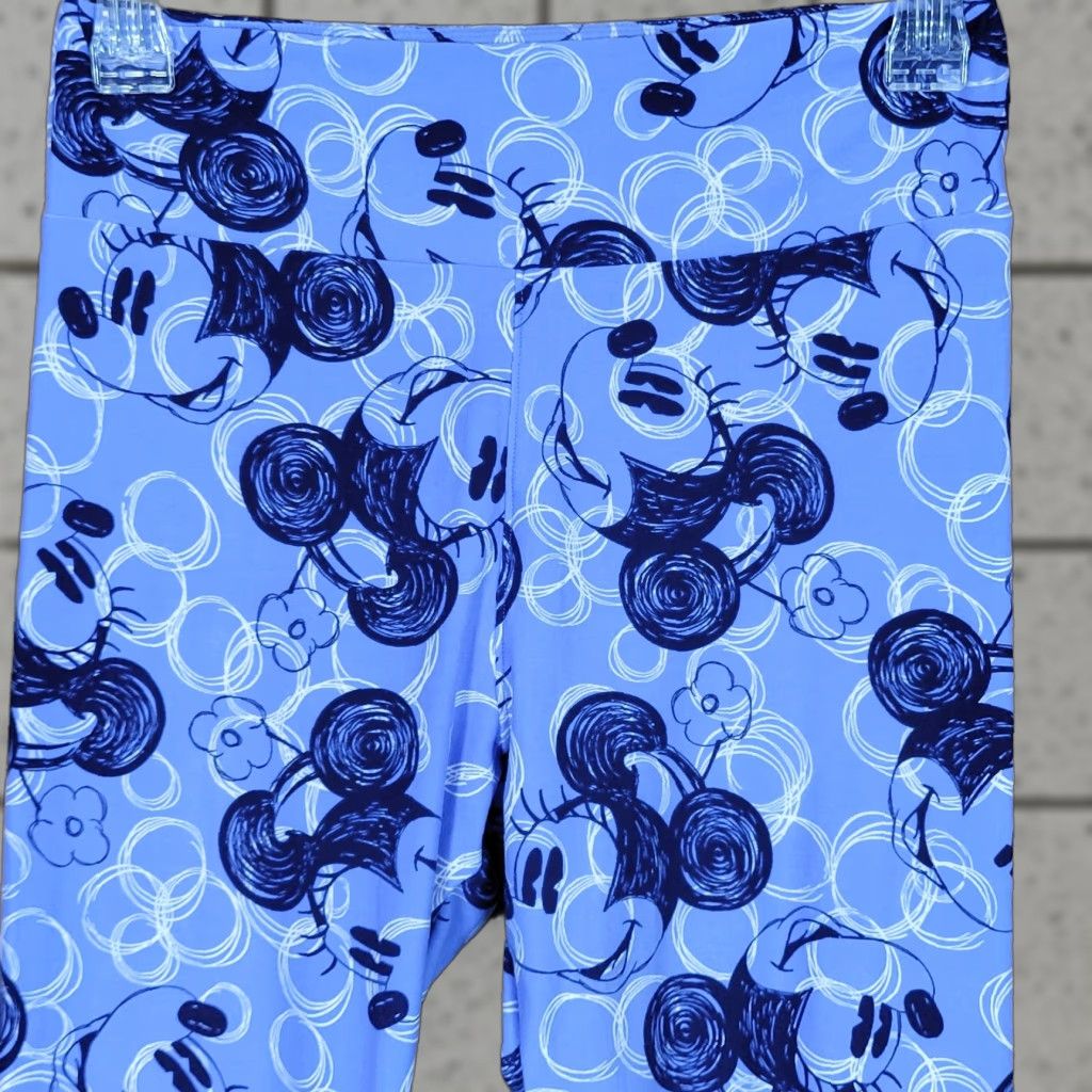 Vintage LuLaRoe Disney Mickey Mouse Leggings Ankle Blue One Size OS Women Stretch Yoga Casual Featured/Classic Disney Theme Ladies Womens Size 42" / US 20 - 1 Thumbnail