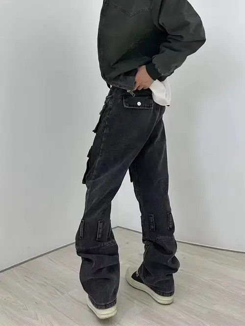VIBE Vintage studded multi-pocket washed rare jeans Size US 34 / EU 50 - 3 Thumbnail