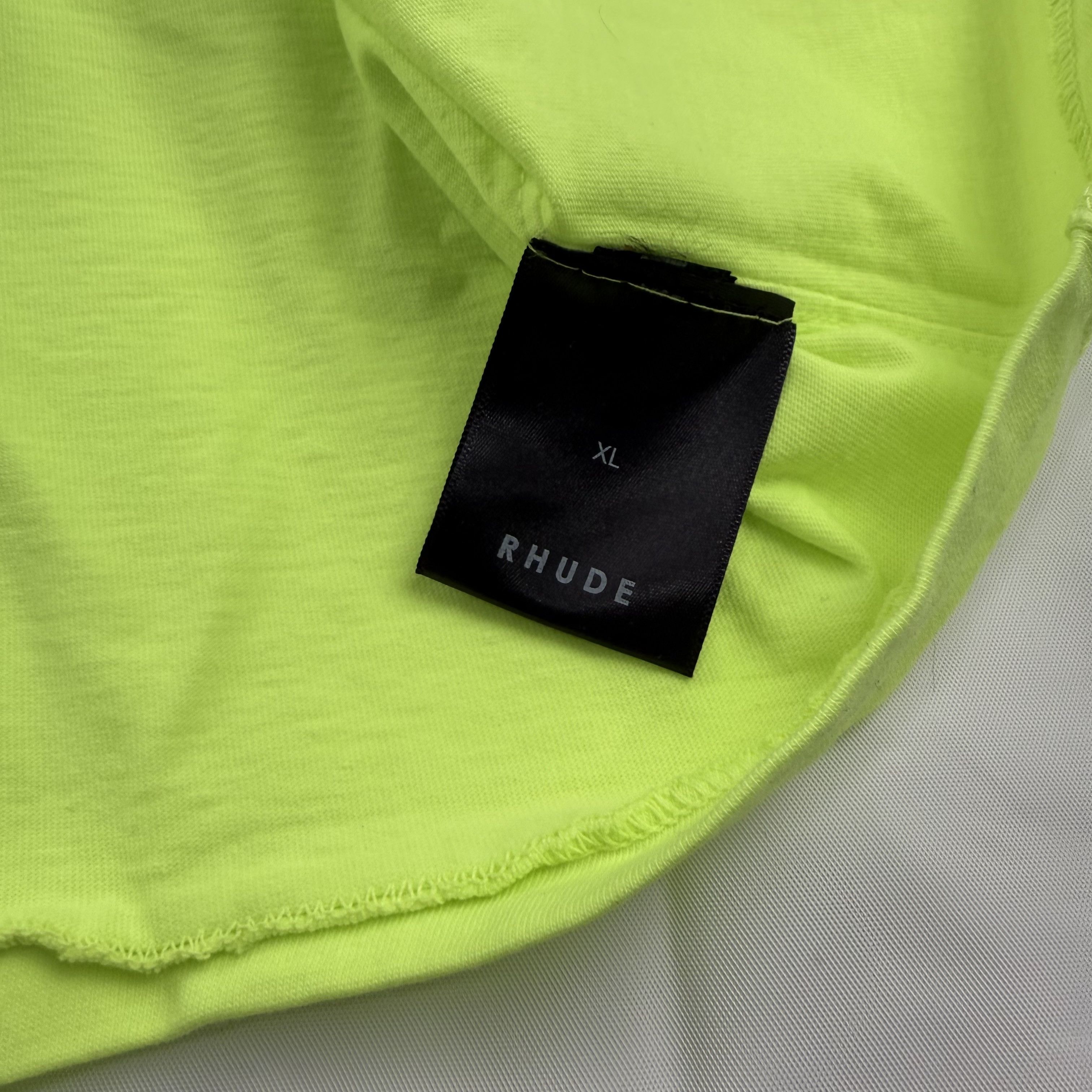 Rhude Rhude Mens Neon Yellow Script Logo Boxy T-Shirt XL Size US XL / EU 56 / 4 - 5 Thumbnail