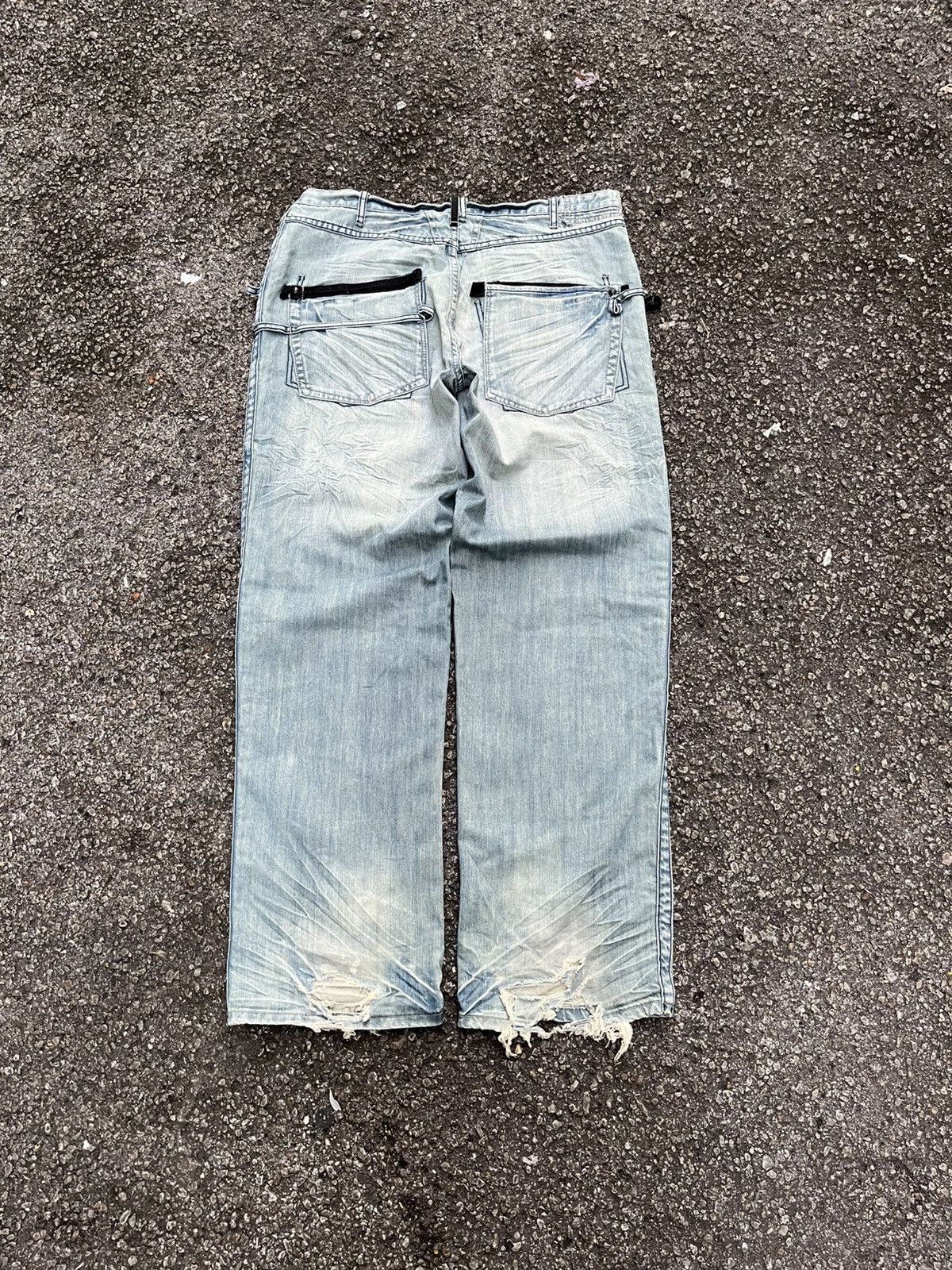 Marithe + Francois Girbaud Vintage Y2K Jeans MFG Distressed Washed Blue Loose Fit Denim Size US 36 / EU 52 - 10 Thumbnail