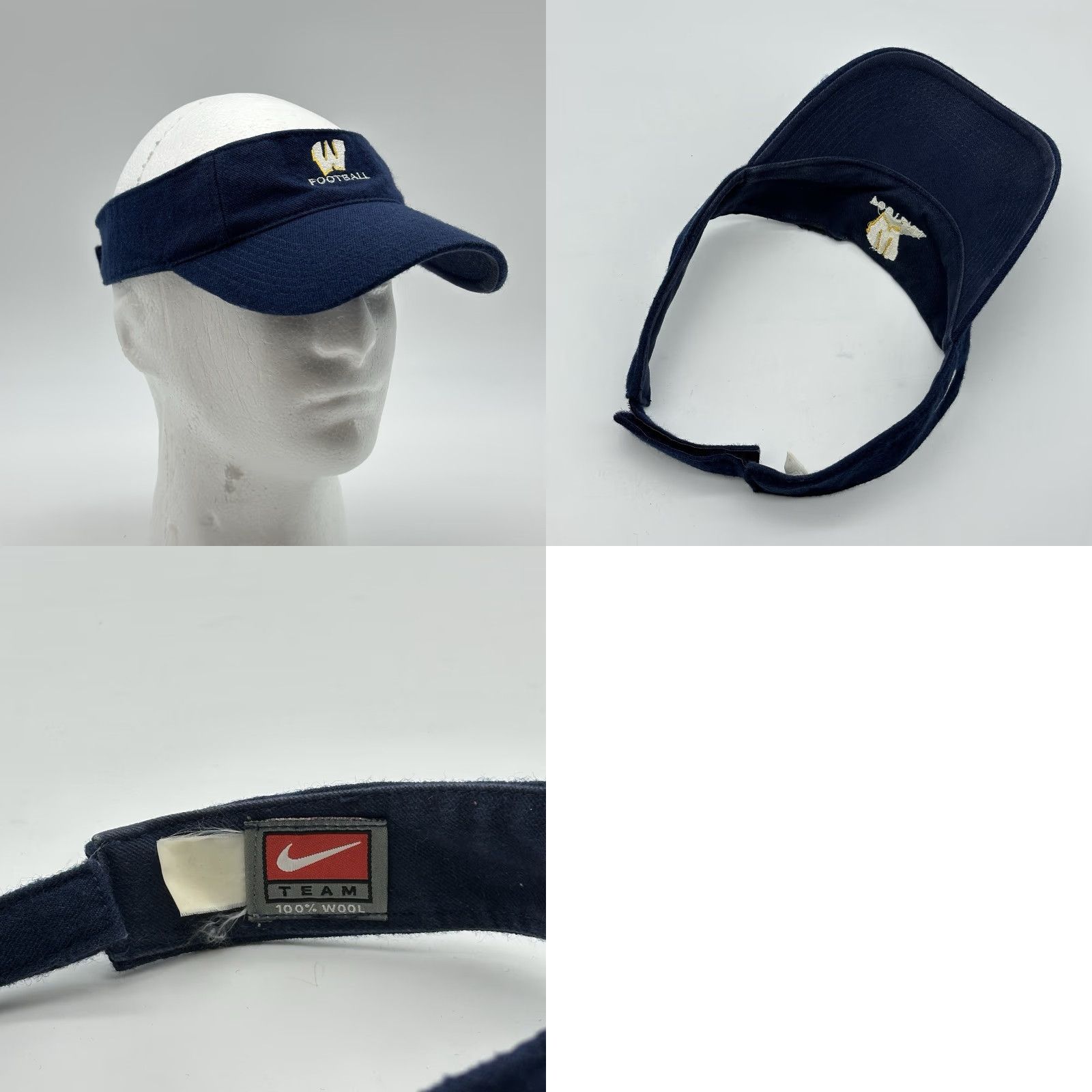 Nike VINTAGE Nike Team Hat Cap Strap Back Adjustable Visor Blue Wool Football Logo Mens One Size Blue Nike Hat 90s Retro Logo Size ONE SIZE - 8 Thumbnail