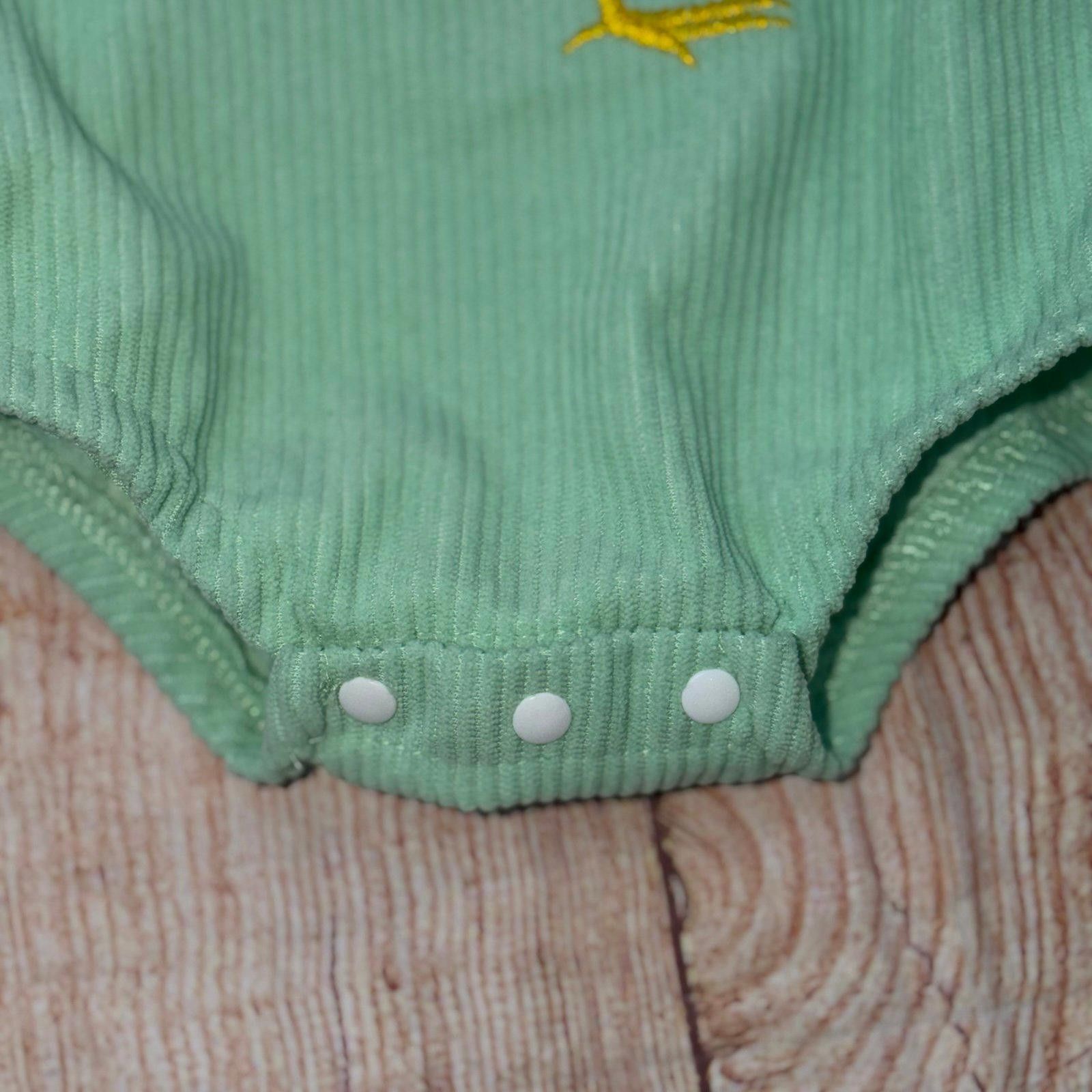 Other 0-3 Months Vintage-Style Green Corduroy Romper with Rooster Size ONE SIZE - 3 Thumbnail