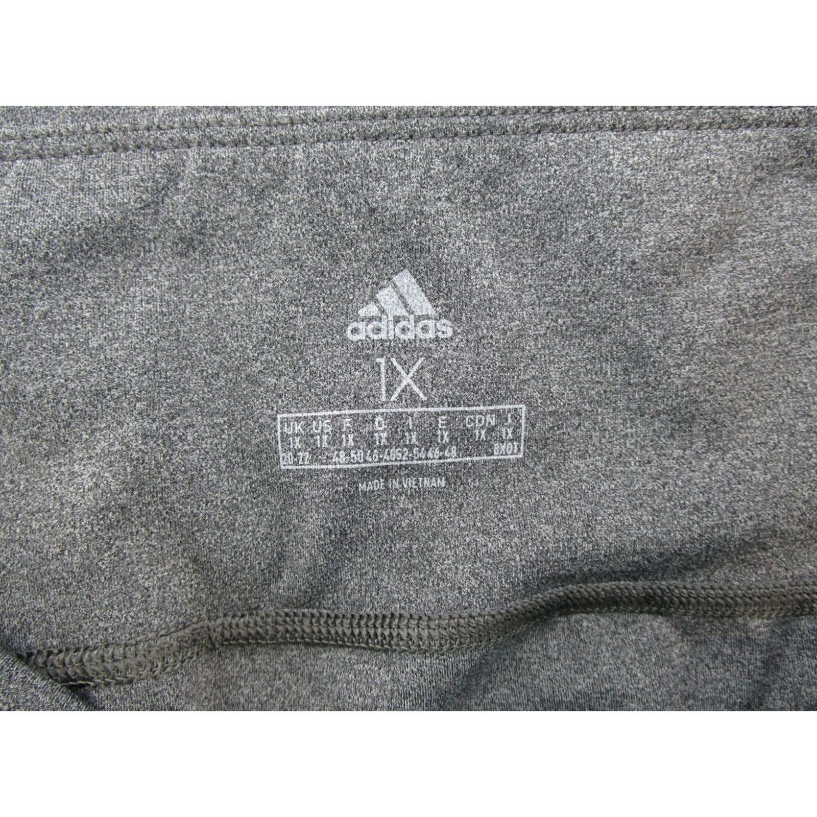 Adidas adidas Women's 1X Gray Stretch Leggings Pants 3 Stripe Activewear Logo Compression Size 40" / US 18 - 3 Thumbnail